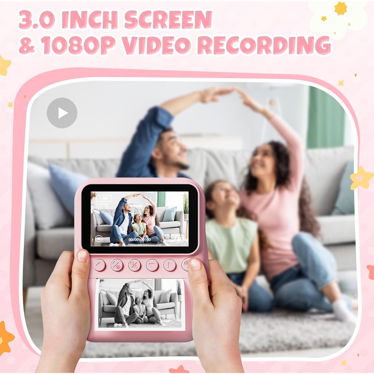 Cámara Instantánea CalineGam M9 Rosa 48MP Pantalla 3"