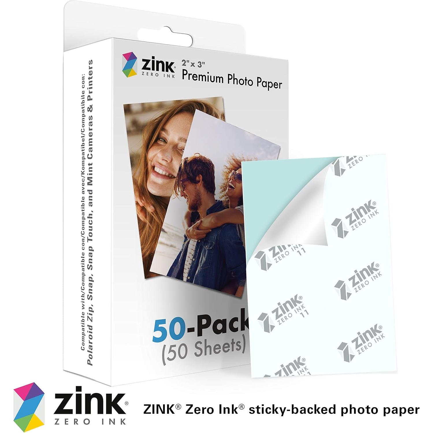 Papel Fotográfico Adhesivo Premium Zink 5x7.6cm - 50 Paquetes