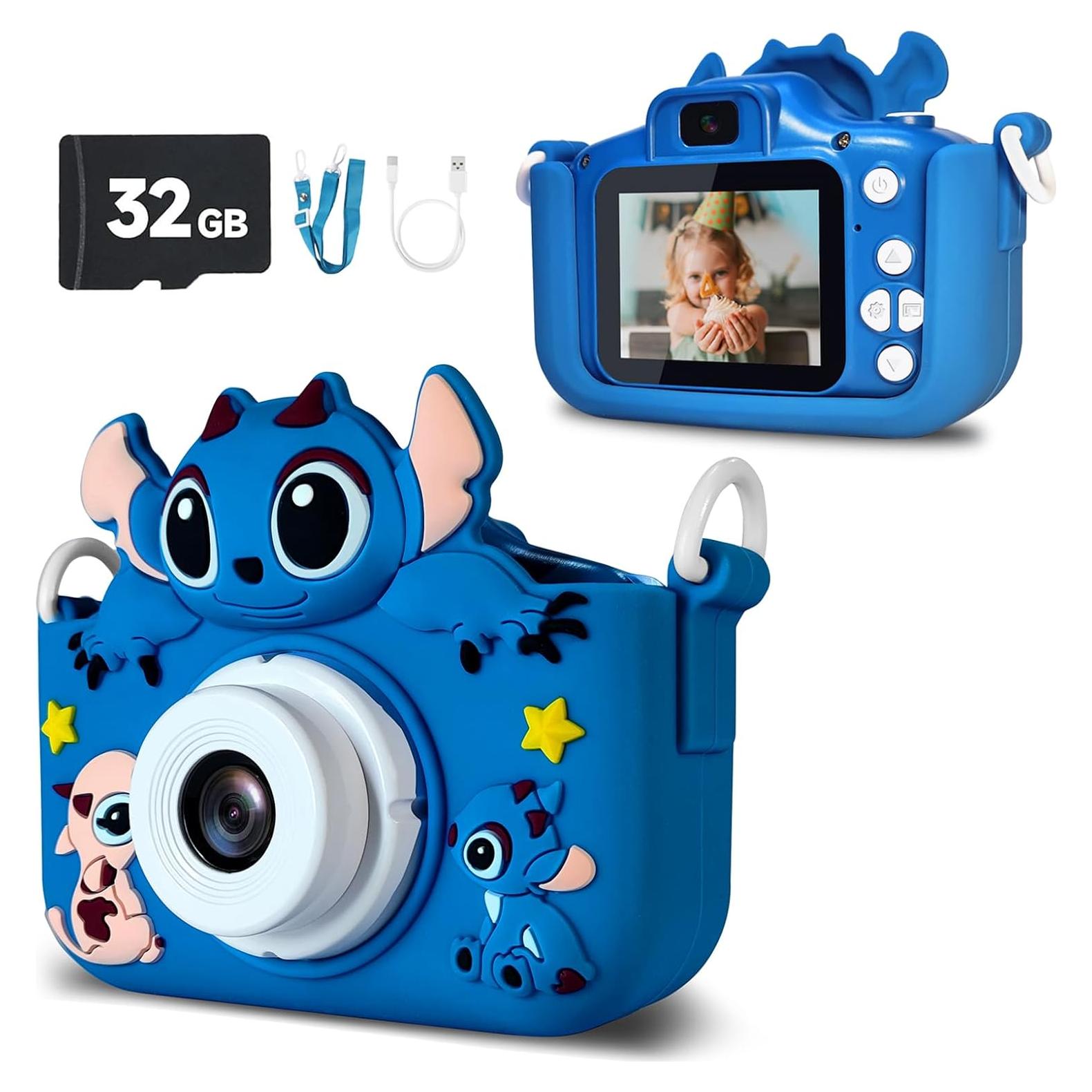 Cámara Digital para Niños RAYBITU 1080P HD Azul con SD 32GB