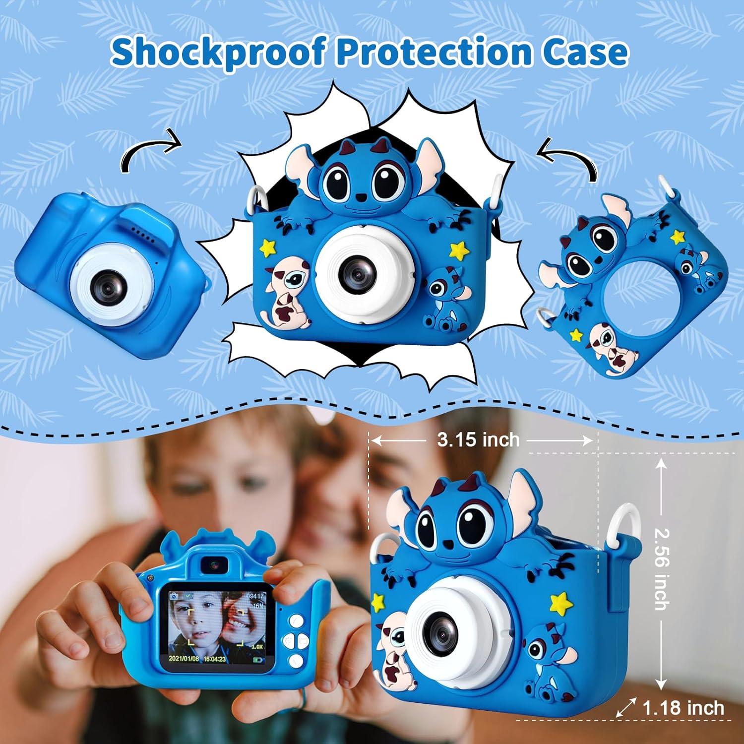 Cámara Digital para Niños RAYBITU 1080P HD Azul con SD 32GB