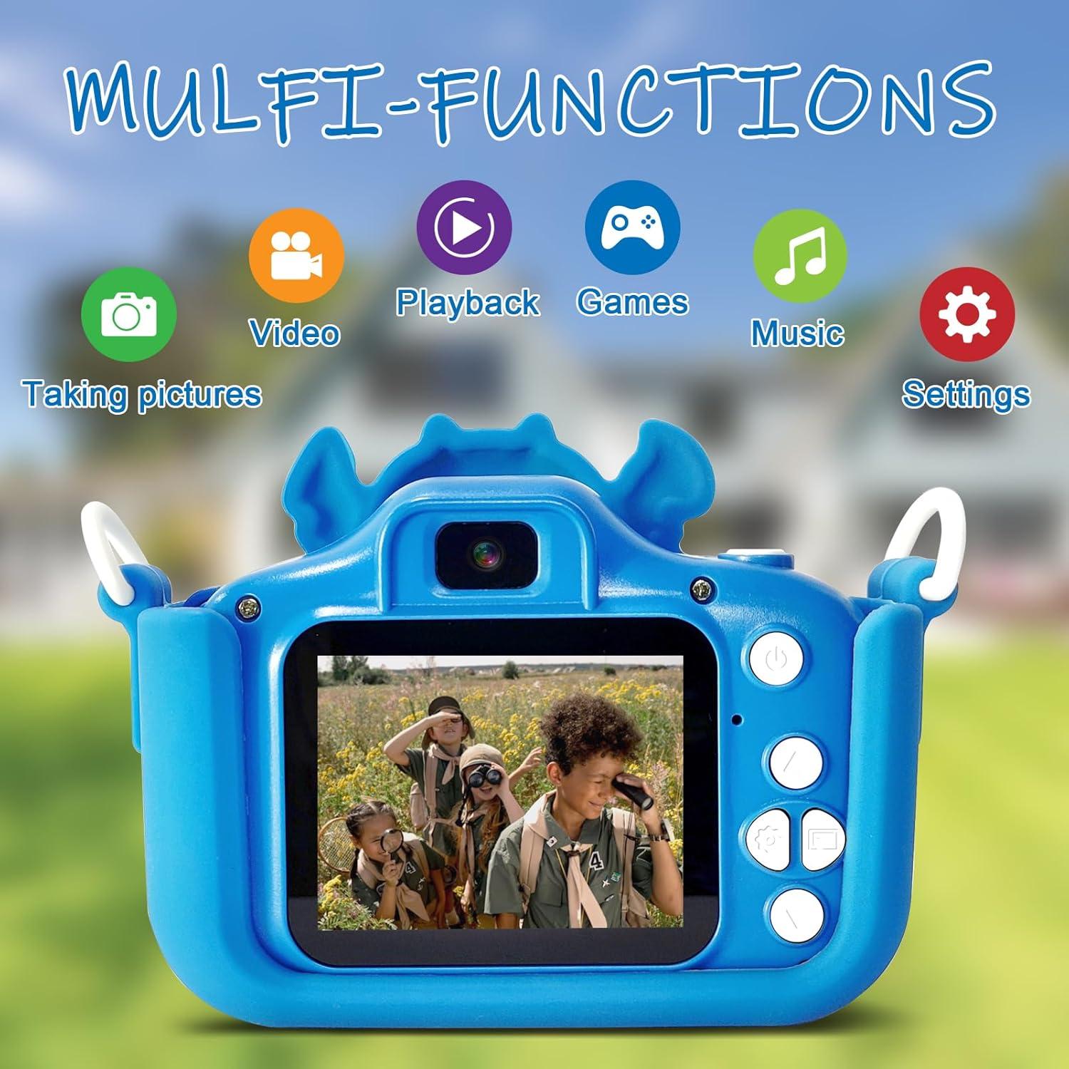 Cámara Digital para Niños RAYBITU 1080P HD Azul con SD 32GB