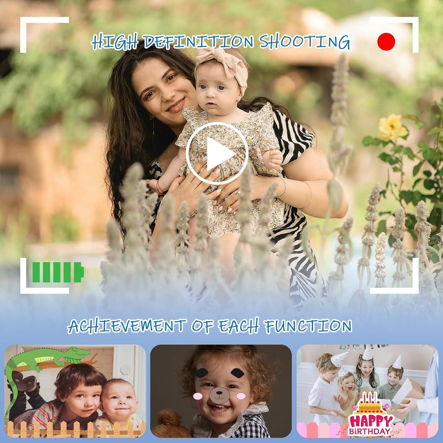 Cámara Digital para Niños RAYBITU 1080P HD Azul con SD 32GB