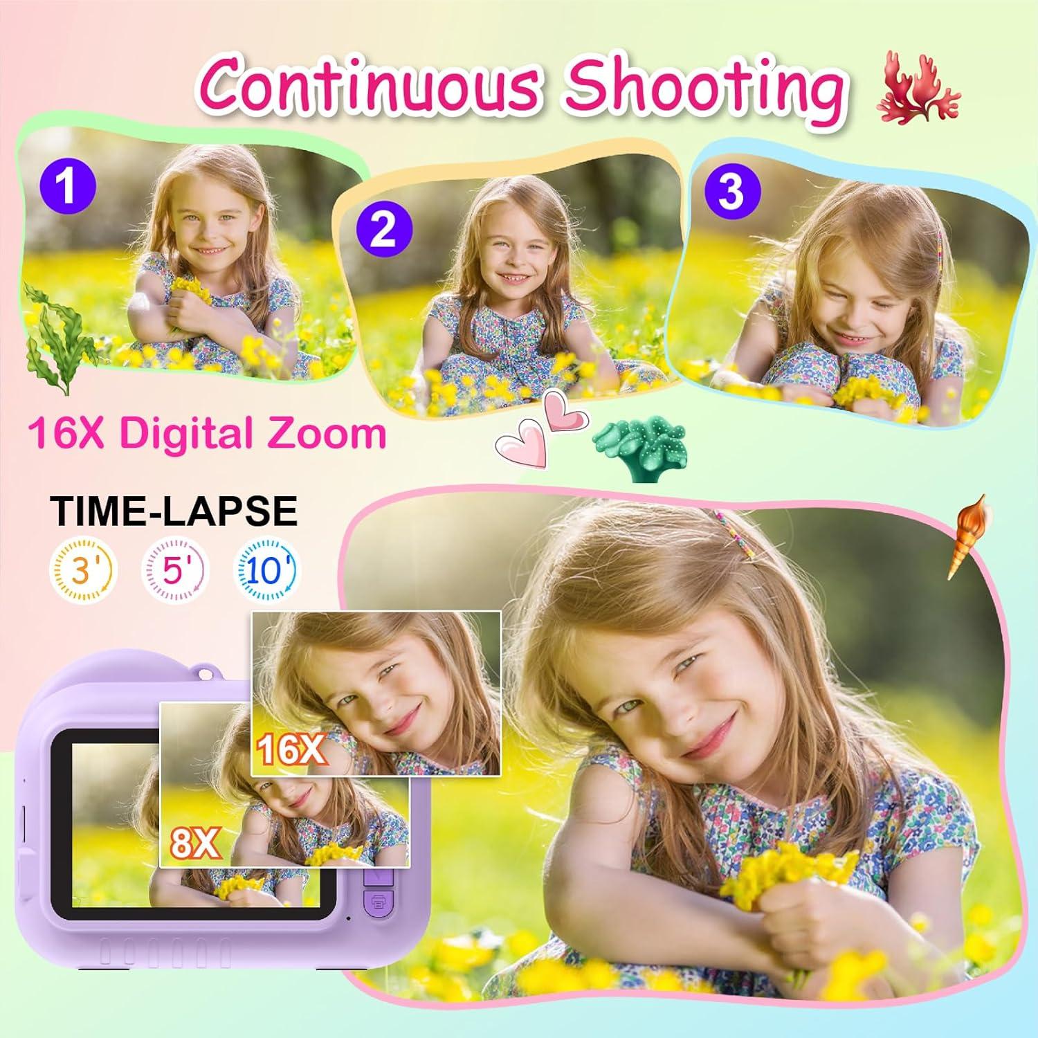 Cámara Instantánea Trayoo para Niños 3.5" Púrpura 8MP