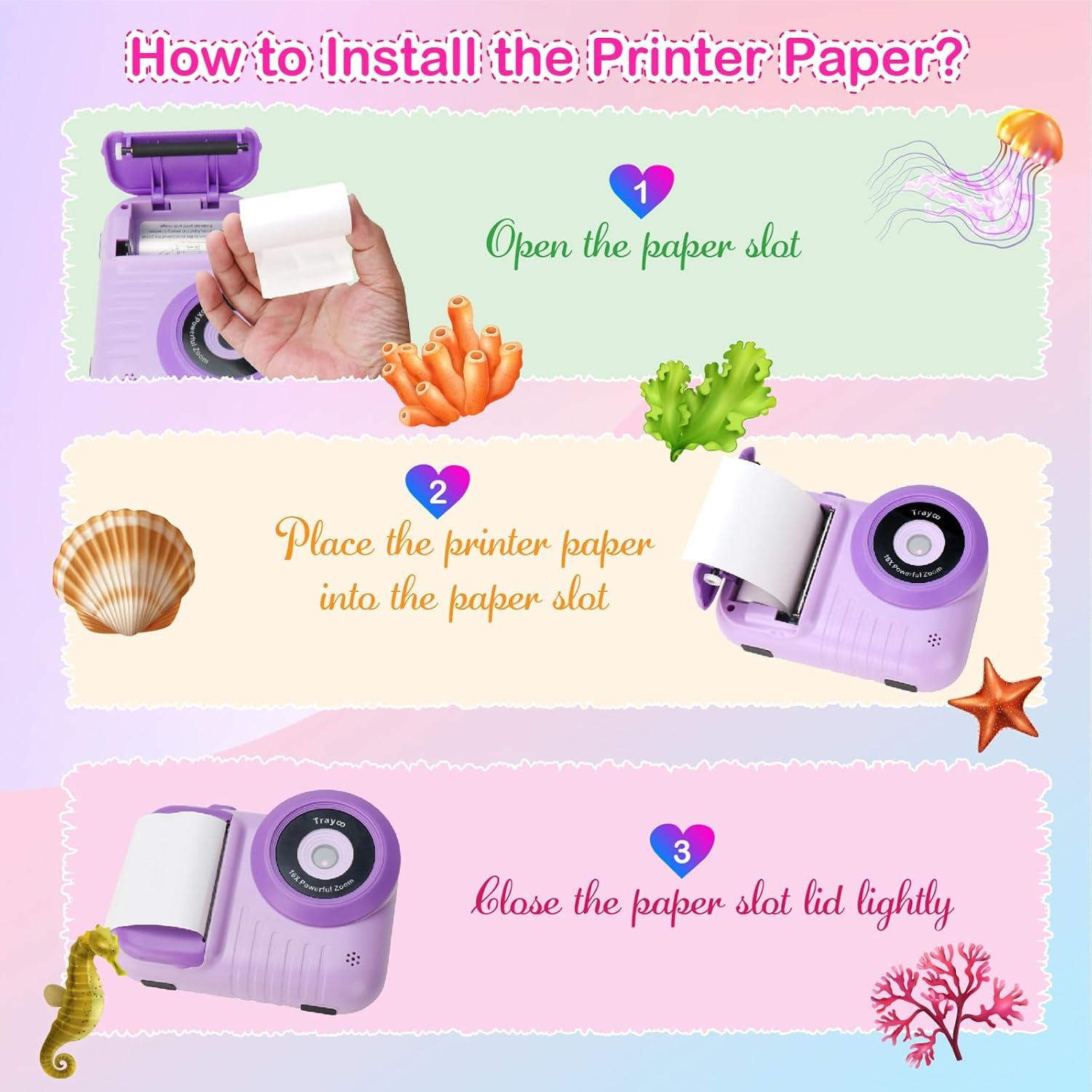 Cámara Instantánea Trayoo para Niños 3.5" Púrpura 8MP