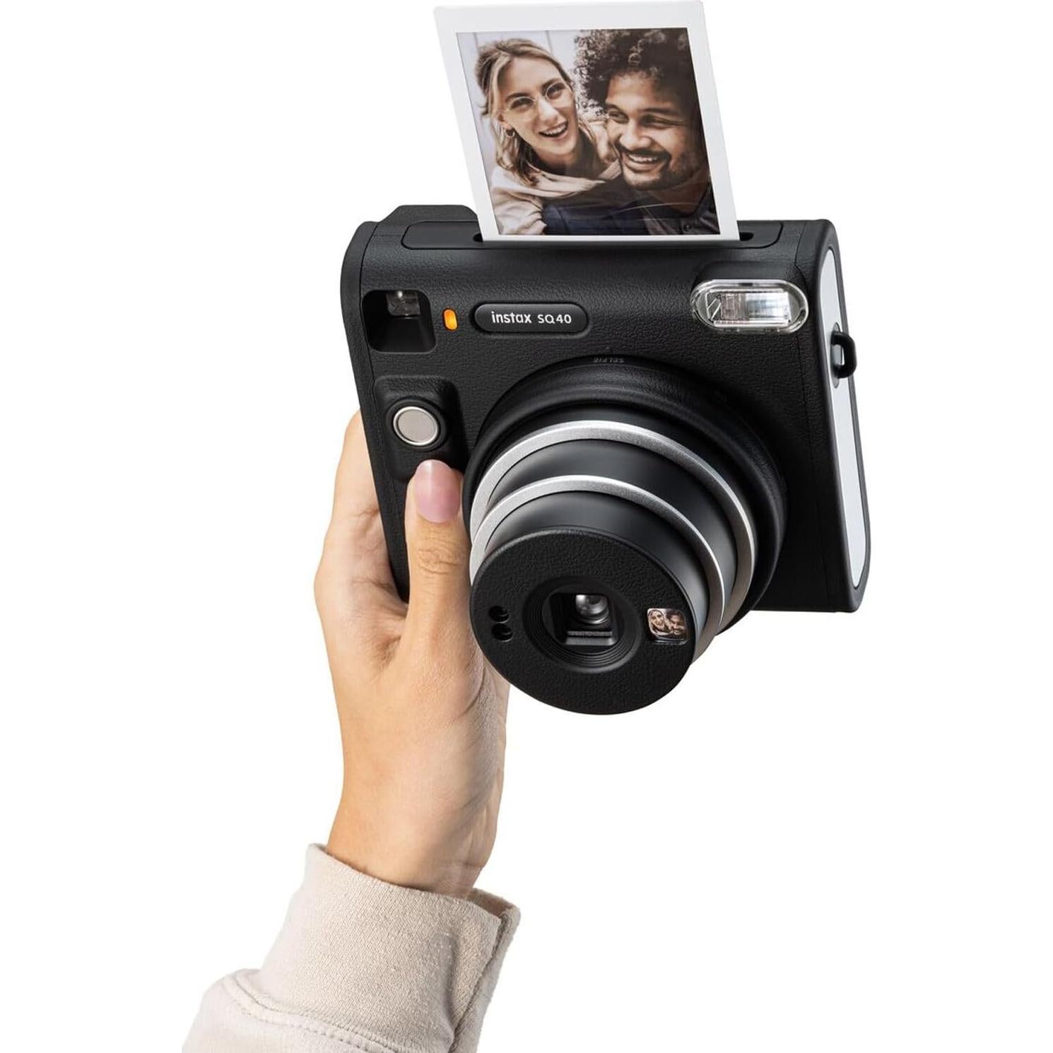 Cámara Instantánea Fujifilm Instax Square SQ40 Negra + Película 20 Exposiciones + Funda + Kit de Limpieza