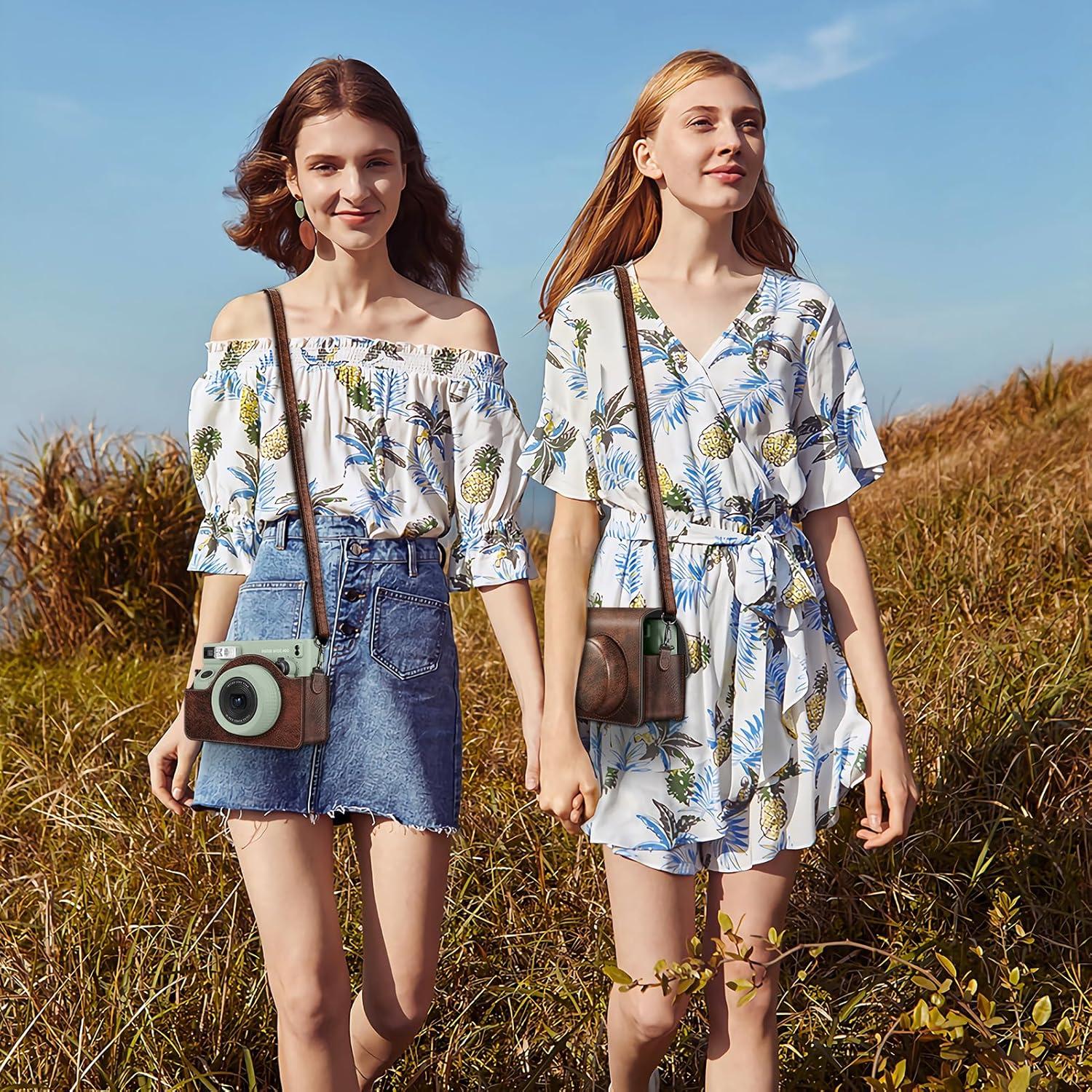 Funda Protectora Fintie para Cámara Fujifilm Instax Wide 400 - Cuero Vegano Marrón