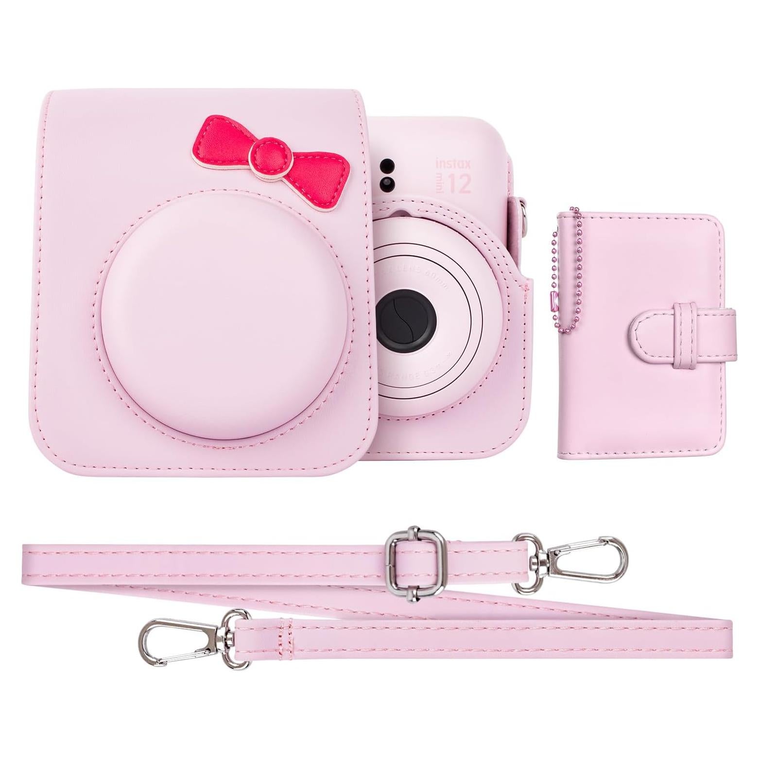 Funda de cámara Fujifilm Instax Mini 12 con álbum rosa
