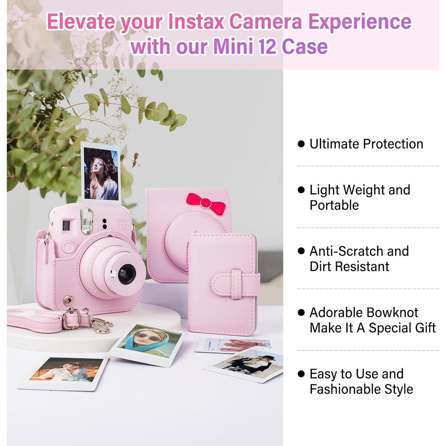 Funda de cámara Fujifilm Instax Mini 12 con álbum rosa