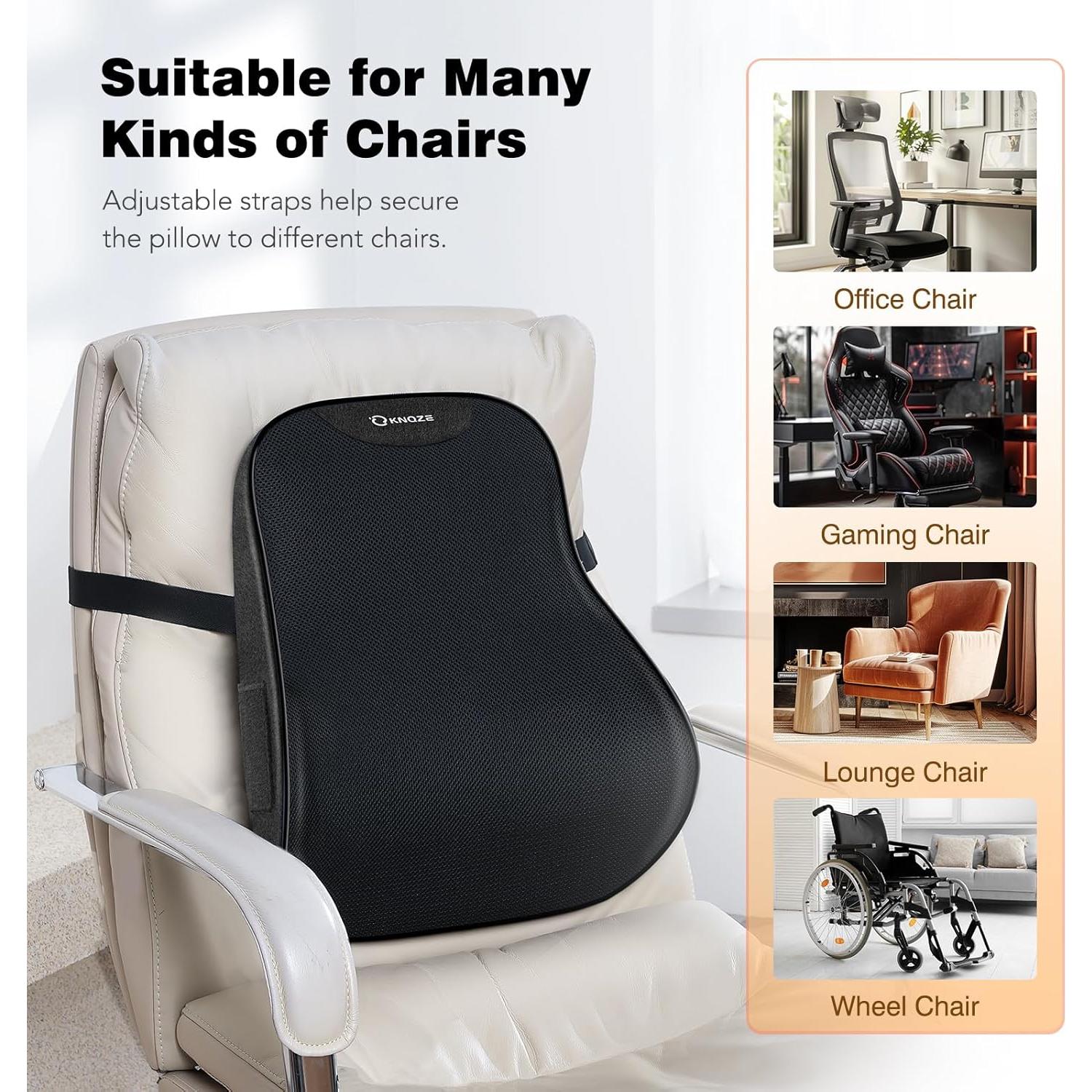 Cojín Lumbar Ergonómico KNQZE - Espuma Viscoelástica 43x39cm