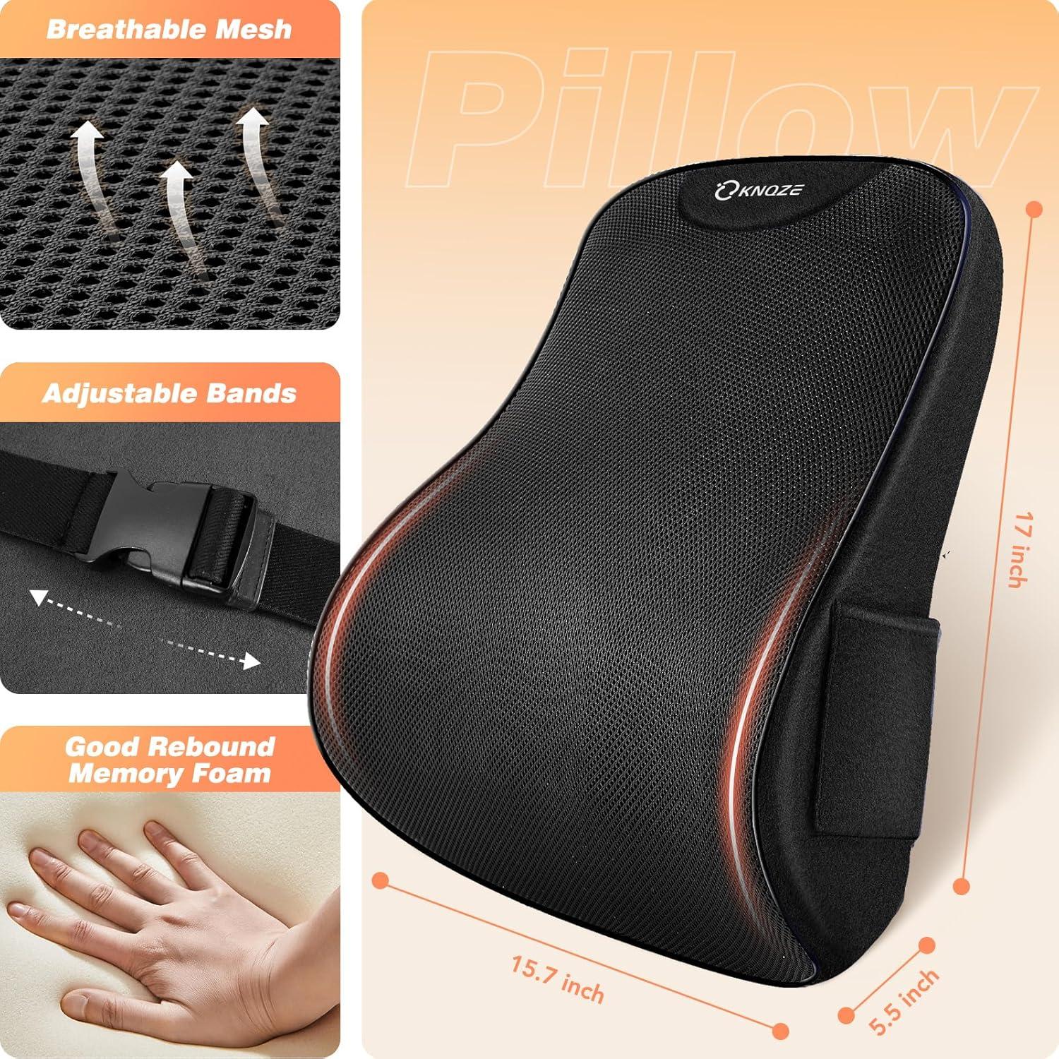 Cojín Lumbar Ergonómico KNQZE - Espuma Viscoelástica 43x39cm