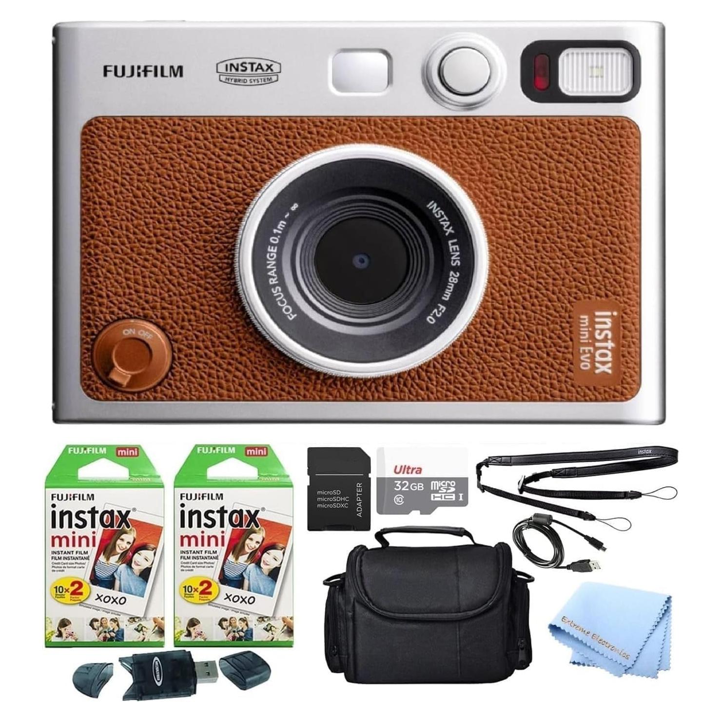 Cámara Instantánea Híbrida Fujifilm Mini EVO Marrón + 40 Hojas