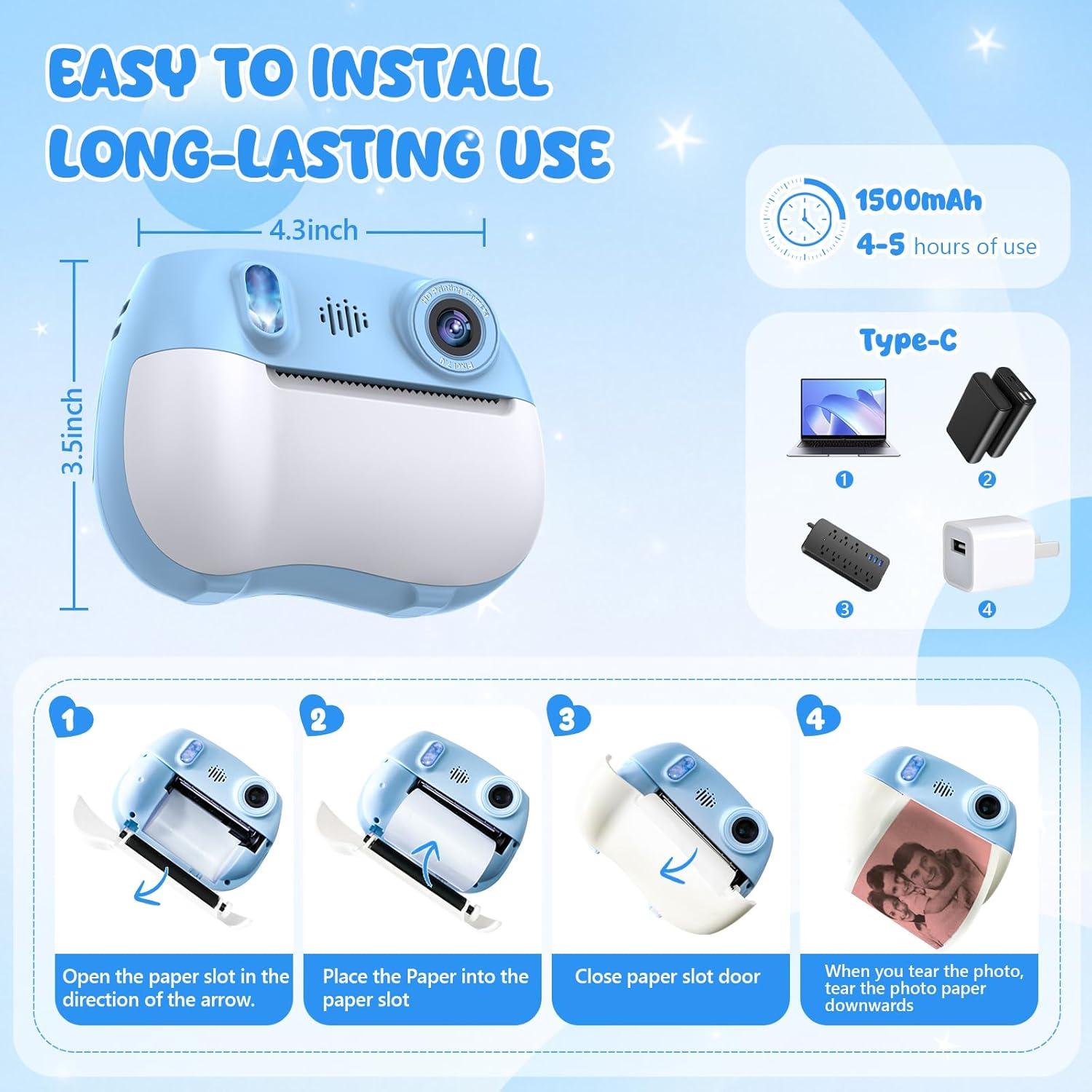 Cámara Instantánea IusZup ZK18 para Niños 1080P Doble Lente