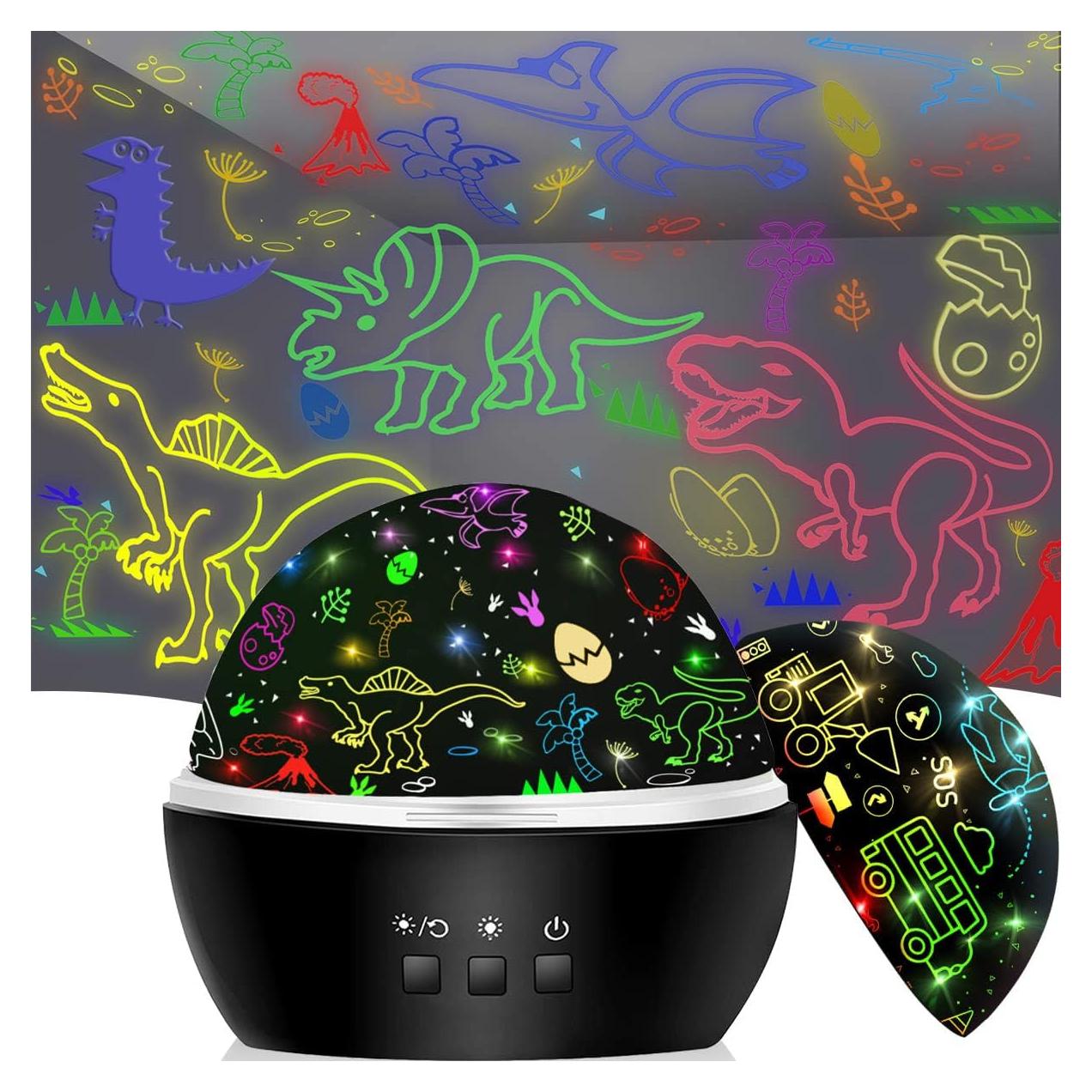 Luz Nocturna Proyector MINGKIDS Dinosaurios y Vehículos 360°