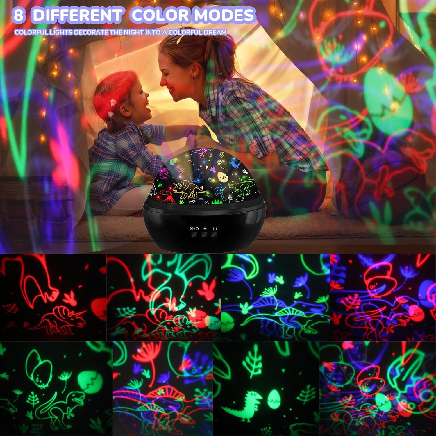 Luz Nocturna Proyector MINGKIDS Dinosaurios y Vehículos 360°