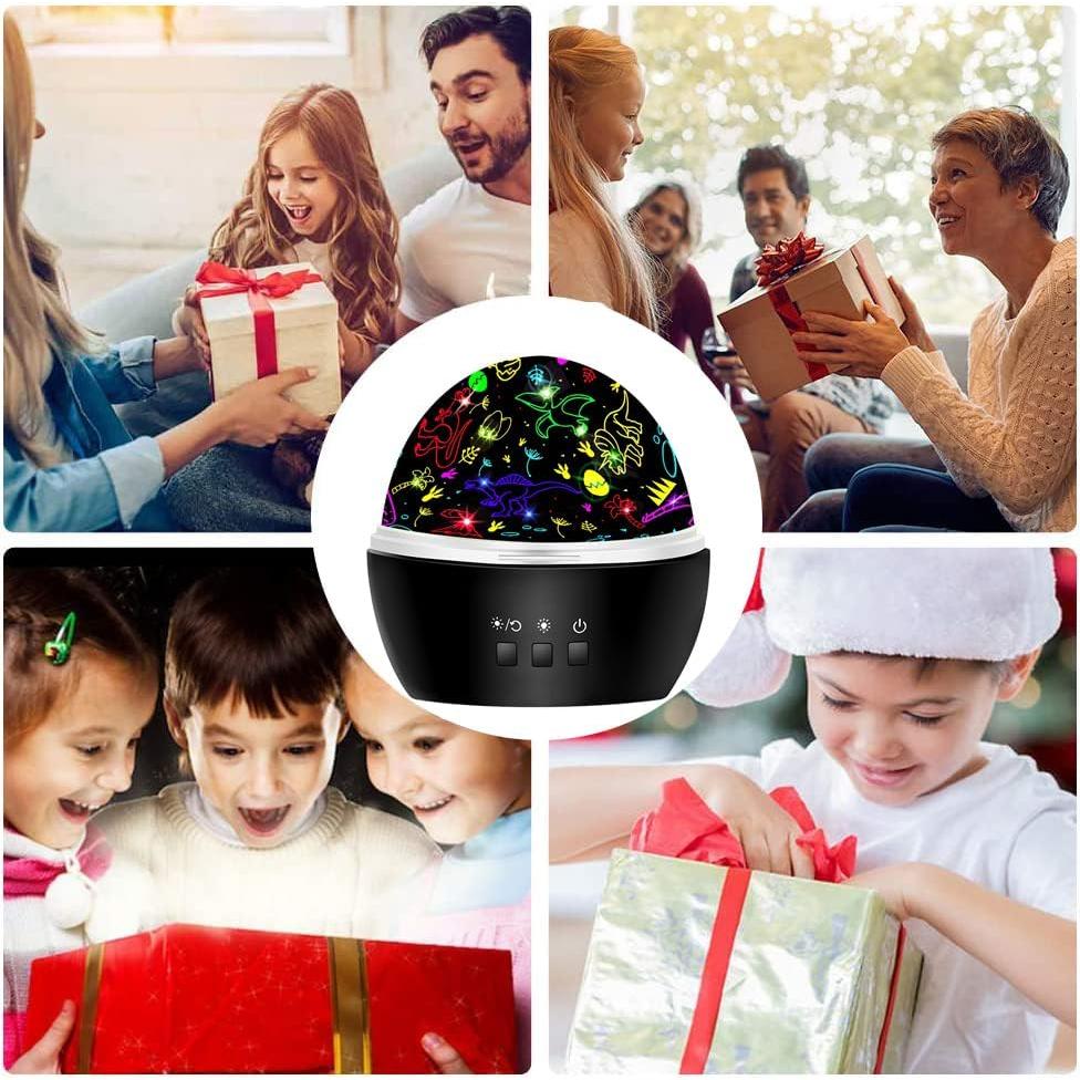 Luz Nocturna Proyector MINGKIDS Dinosaurios y Vehículos 360°