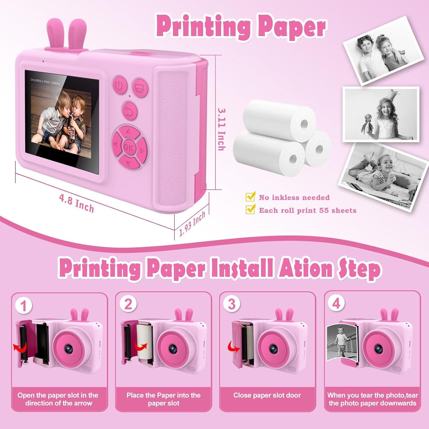 Cámara Instantánea Digital Infantil SSA KC6 12MP Rosa