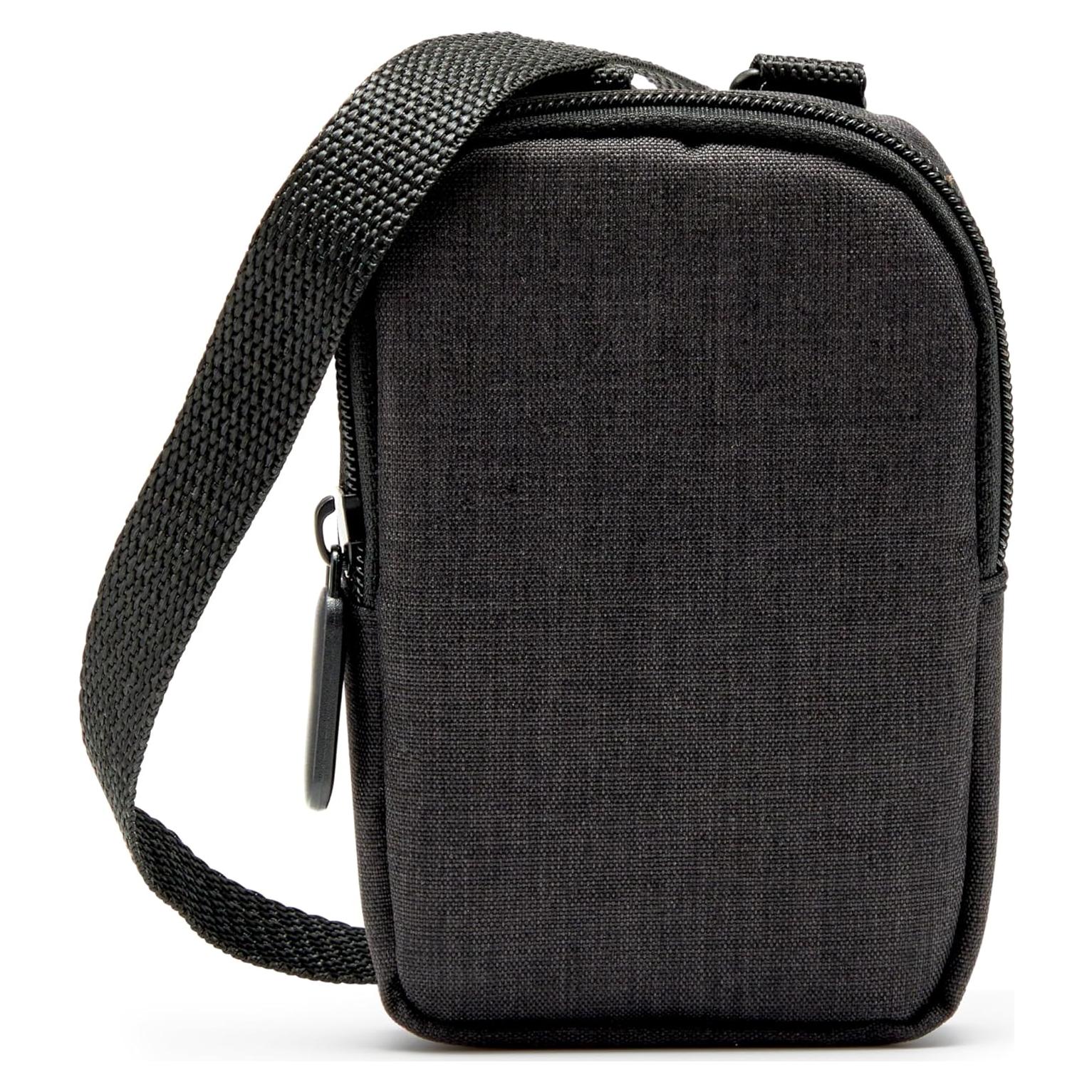 Soft Camera Case – Small Instant Print Camera & Printer Bag w/Photo Paper Pocket, Zipper Closure & Crossbody Shoulder Strap - Black