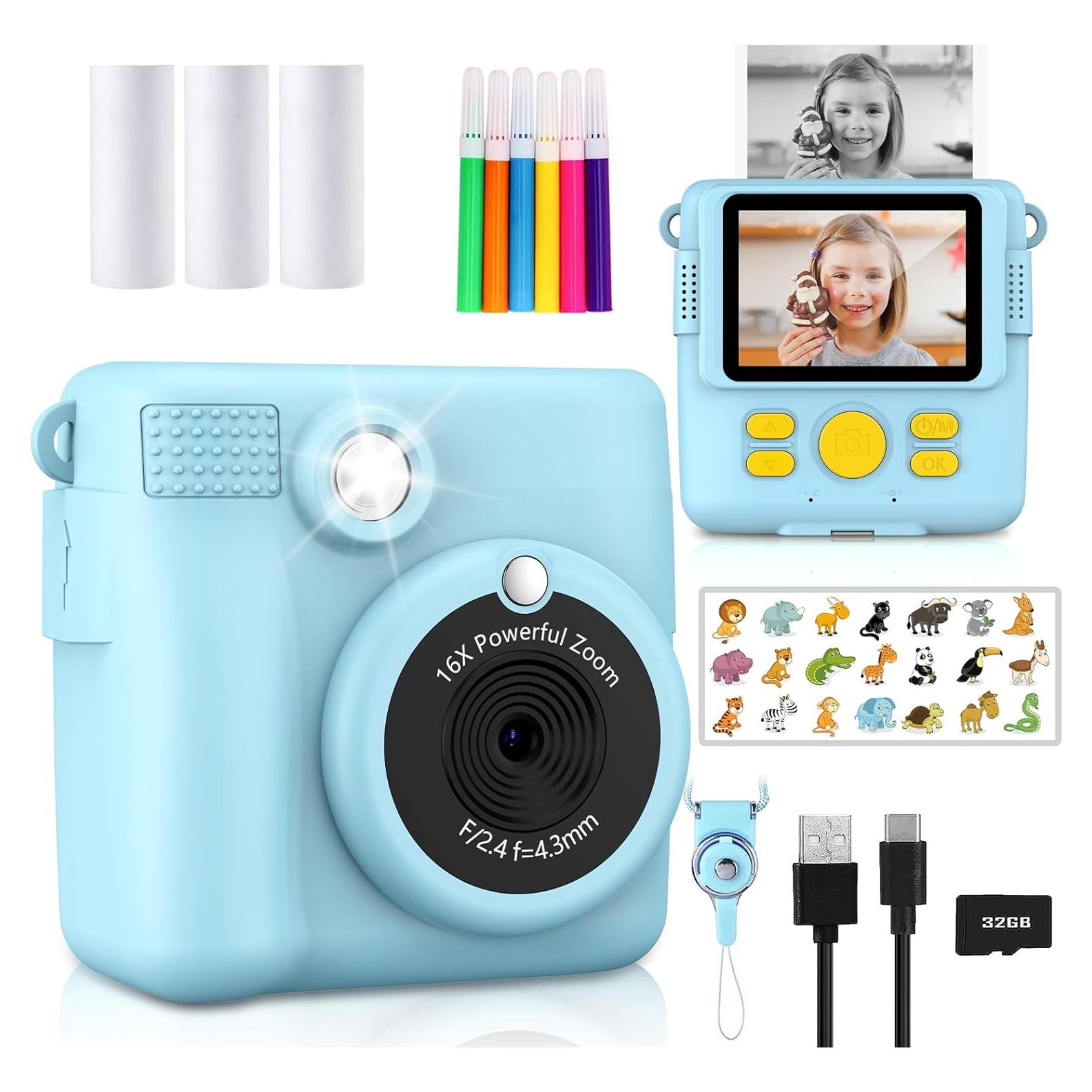 Cámara de Impresión Instantánea Radekly para Niños 1080P Azul