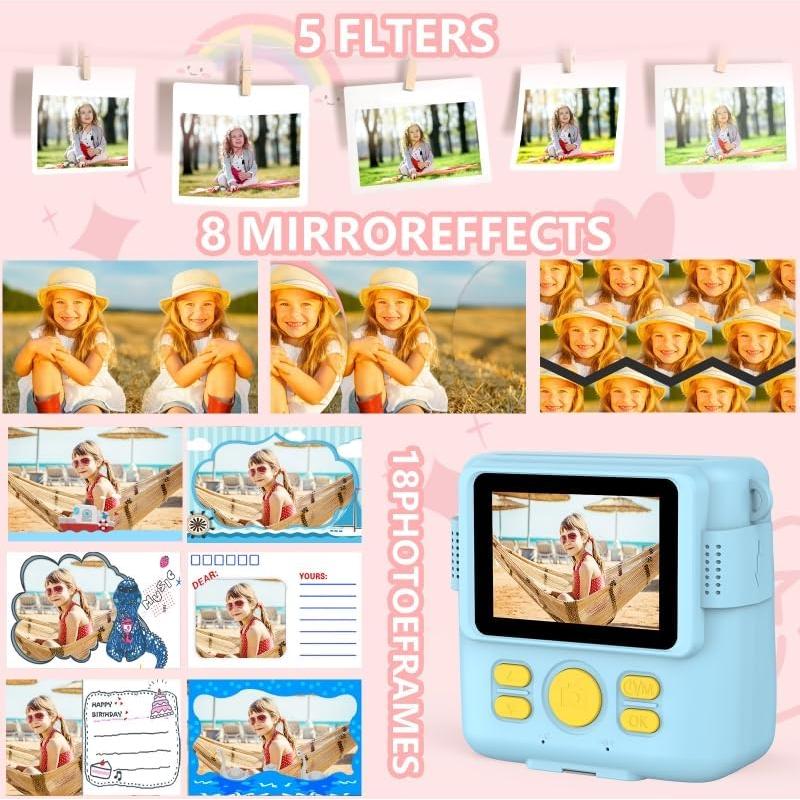Cámara de Impresión Instantánea Radekly para Niños 1080P Azul
