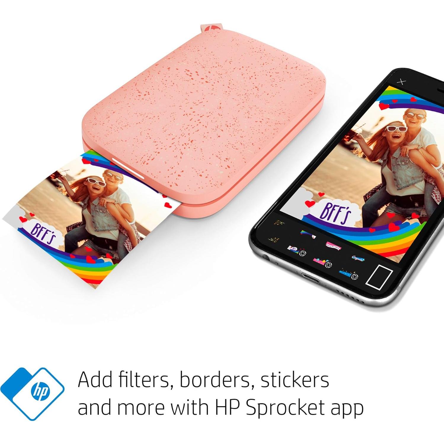 Impresora de Fotos Portátil HP Sprocket Rosa 2x3 Zink