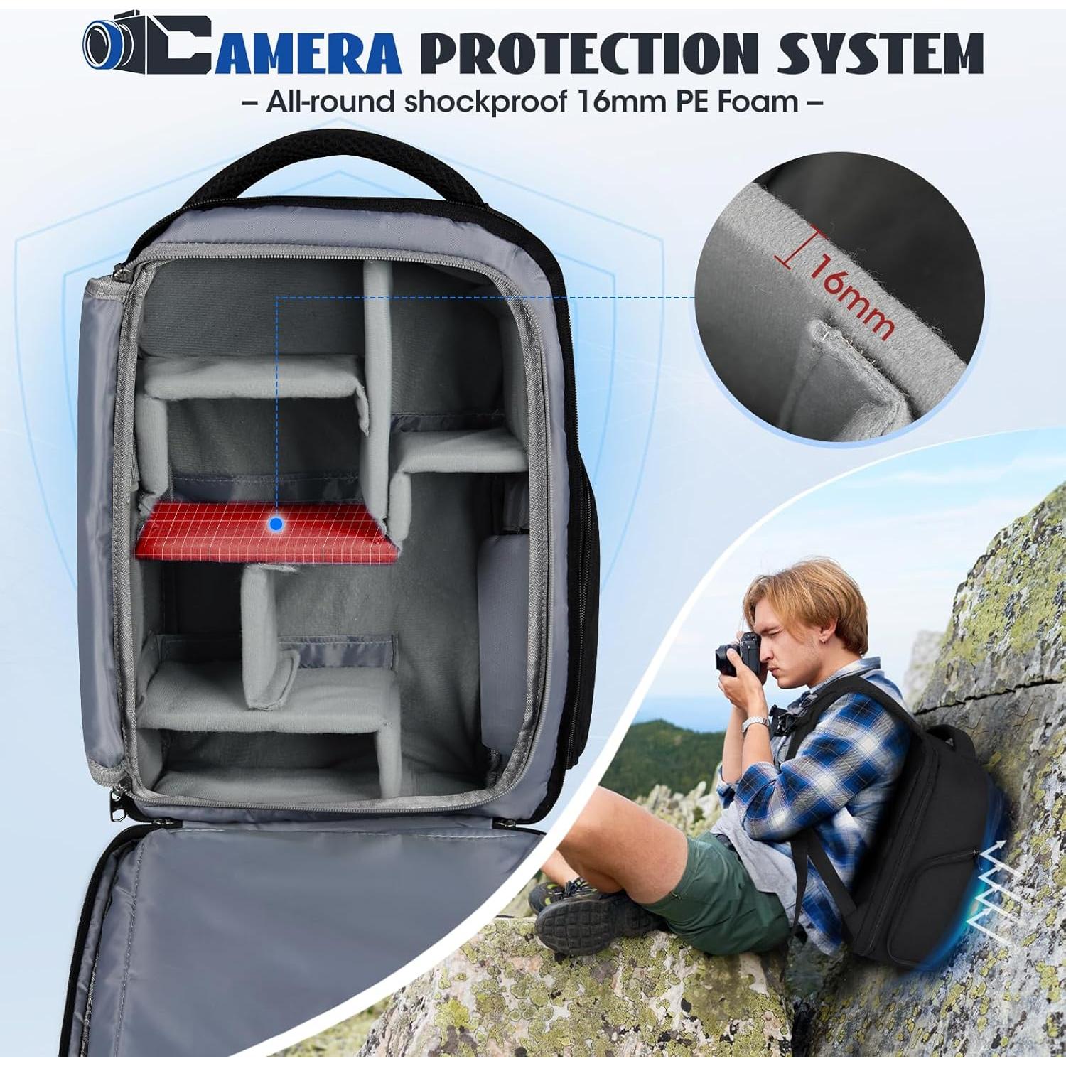 Mochila para cámara RAINSMORE mediana 14" impermeable beige