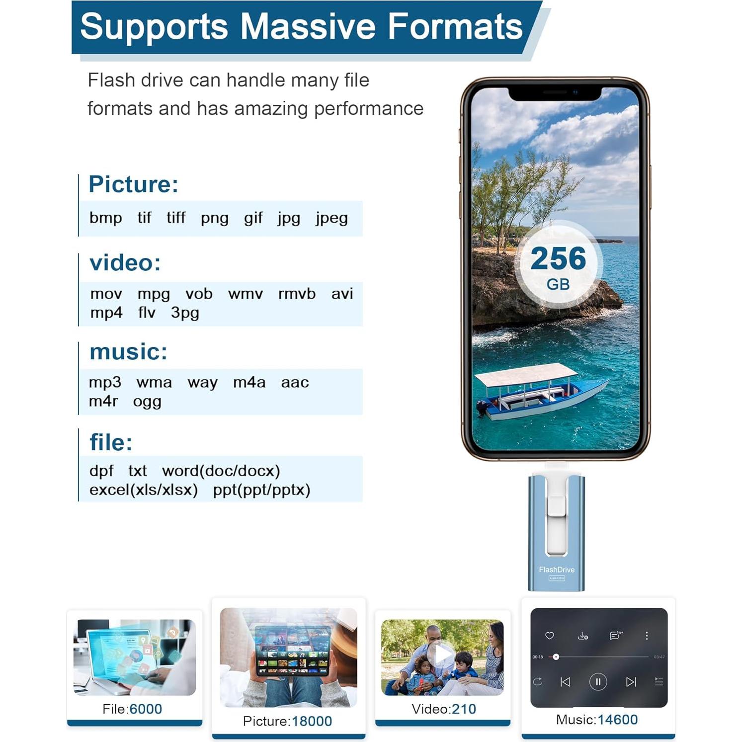 Unidad Flash USB 256GB GNASEET Photo Stick Alta Velocidad