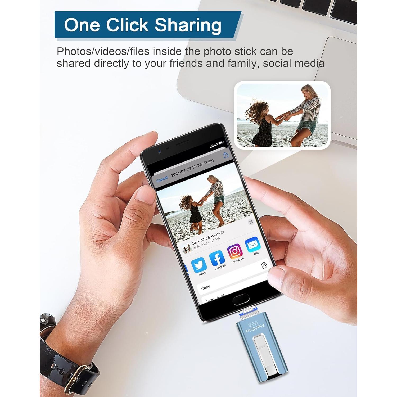 Unidad Flash USB 256GB GNASEET Photo Stick Alta Velocidad