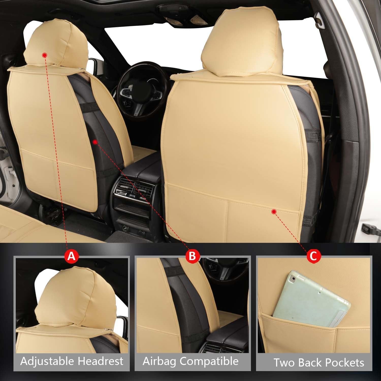 Funda de Asiento Delantero MIROZO 2PCS Beige Impermeable