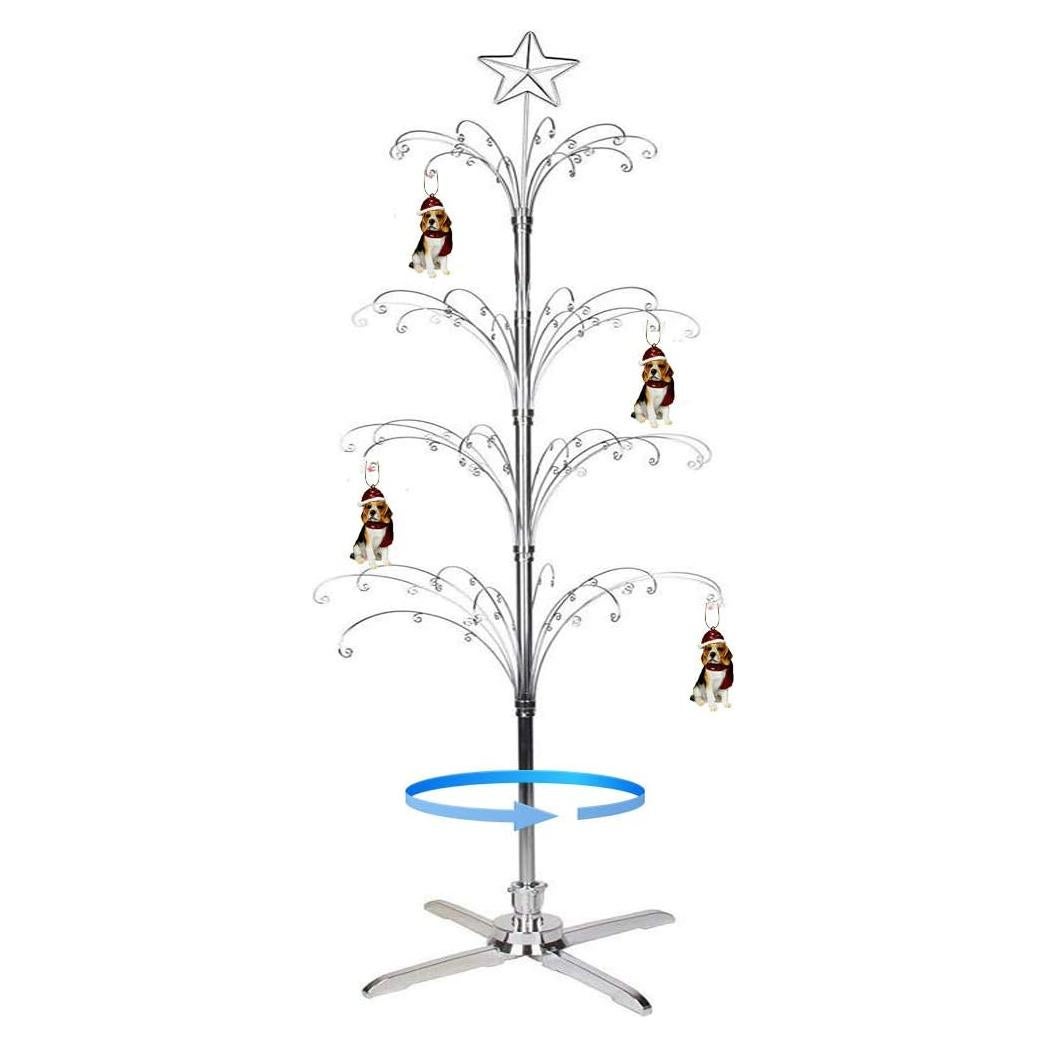 Árbol de exhibición HOHIYA 187 cm giratorio plateado con 90 ganchos