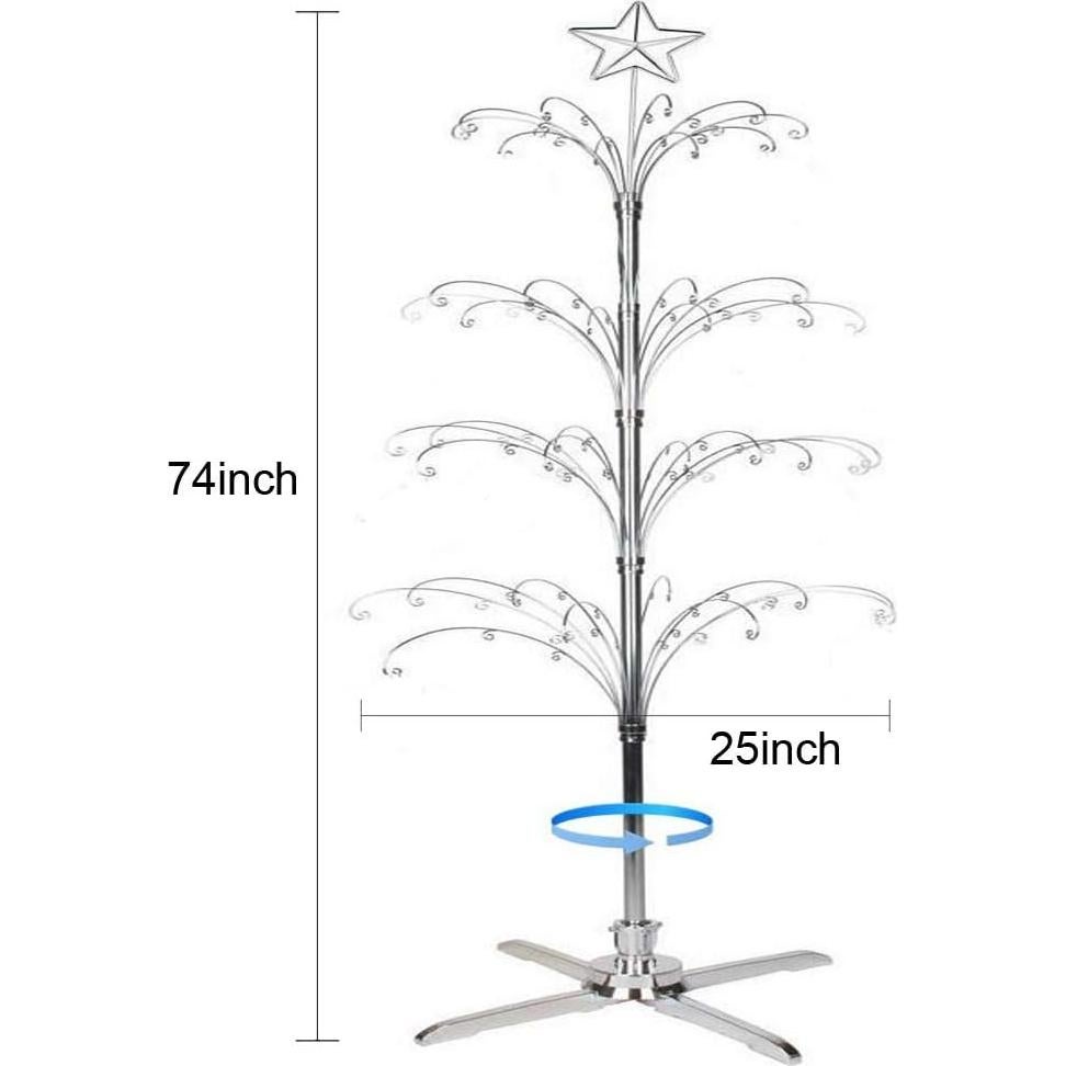 Árbol de exhibición HOHIYA 187 cm giratorio plateado con 90 ganchos