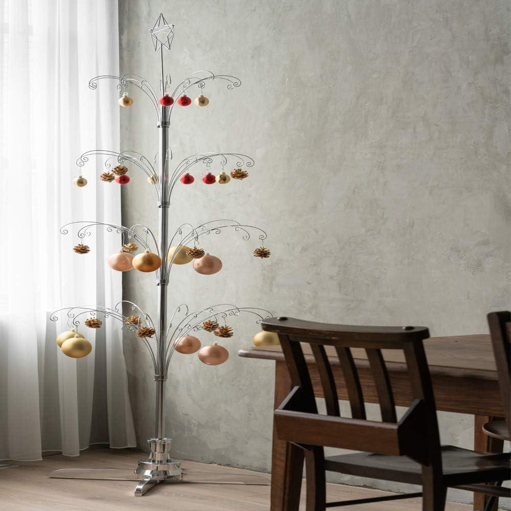 Árbol de exhibición HOHIYA 187 cm giratorio plateado con 90 ganchos