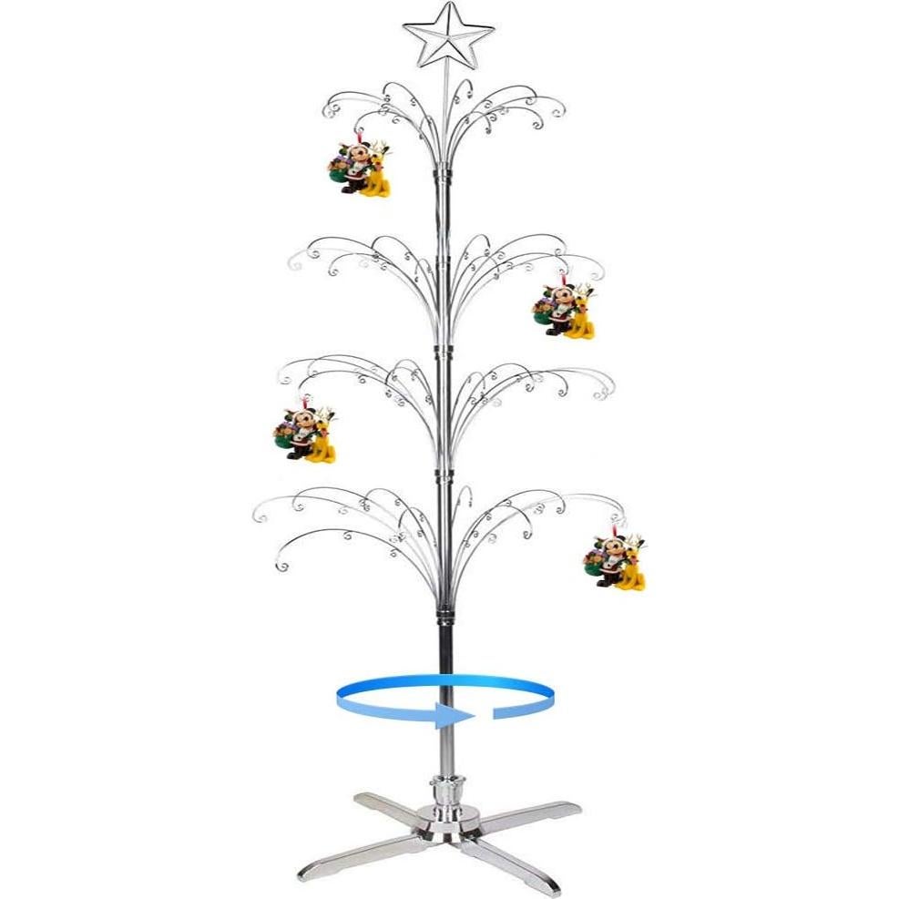 Árbol de exhibición HOHIYA 187 cm giratorio plateado con 90 ganchos