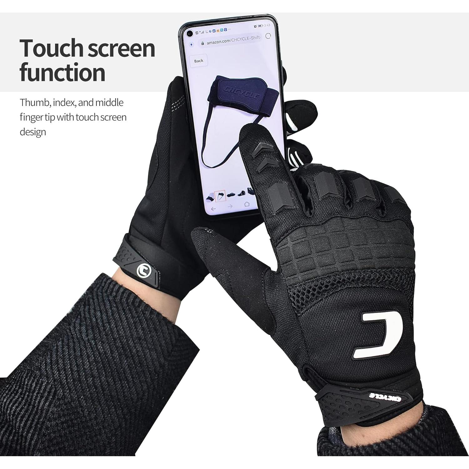 Guantes de Motocross CHCYCLE Táctiles Medianos Negros