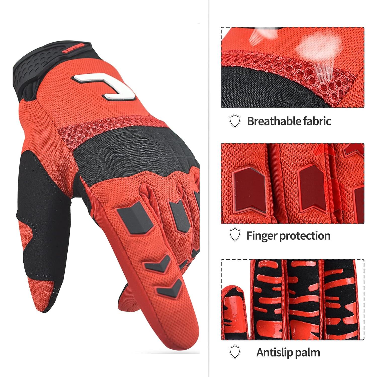 Guantes de Motocross CHCYCLE Táctiles Medianos Negros