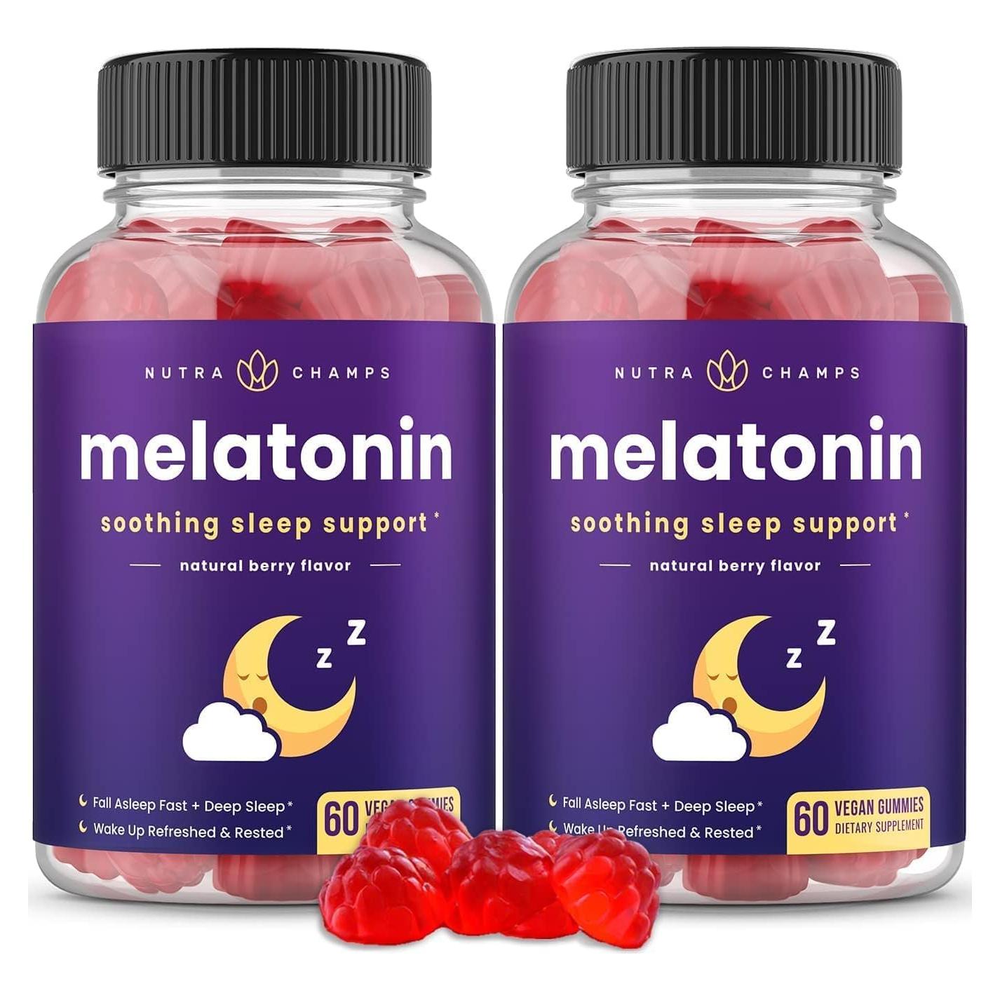 Gomitas de Melatonina Veganas NutraChamps 60 Conteo 2.5mg 5mg 10mg