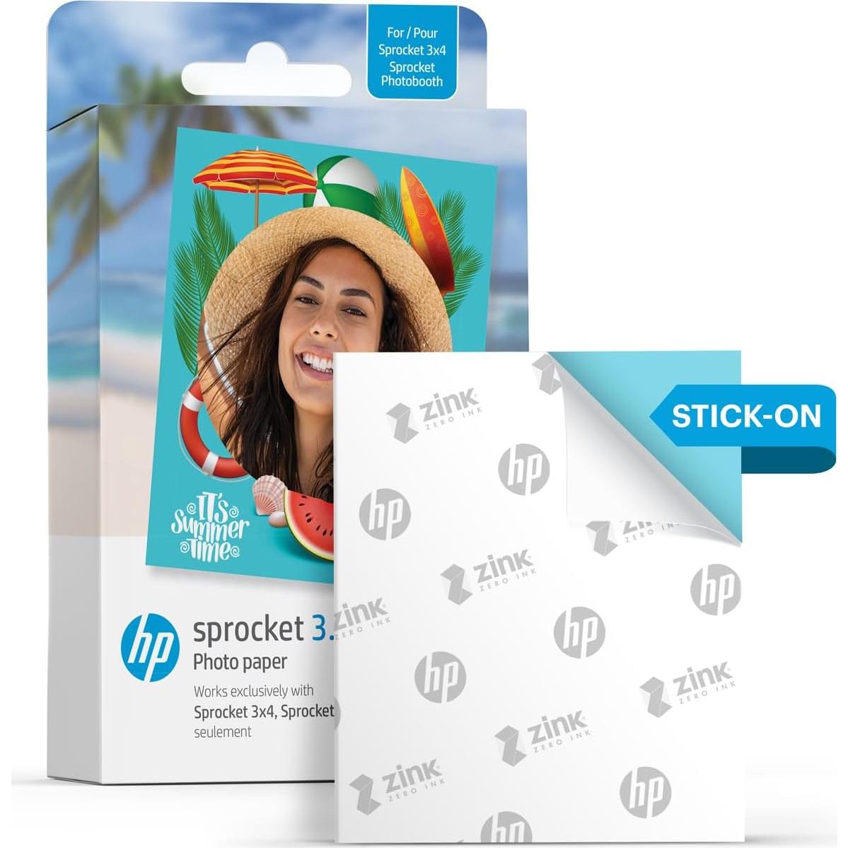 Papel Fotográfico Zink Autoadhesivo HP Sprocket 8.9x10.8cm - 20 Hojas