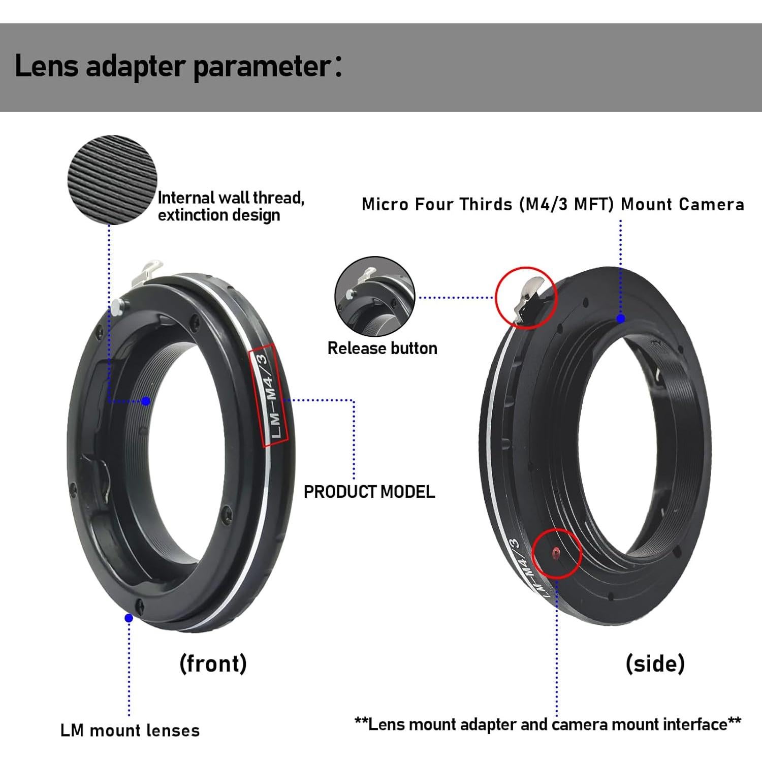 Adaptador de lente Leica M a M4/3 AMOPOFO - Alta calidad