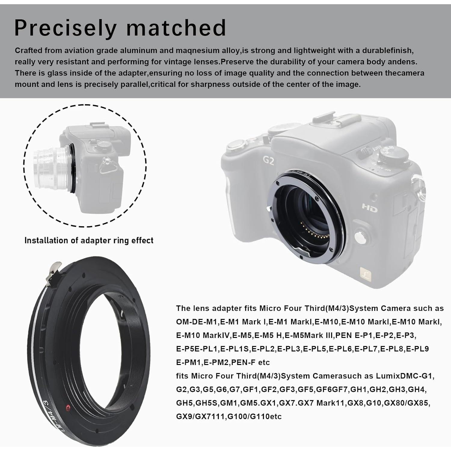 Adaptador de lente Leica M a M4/3 AMOPOFO - Alta calidad