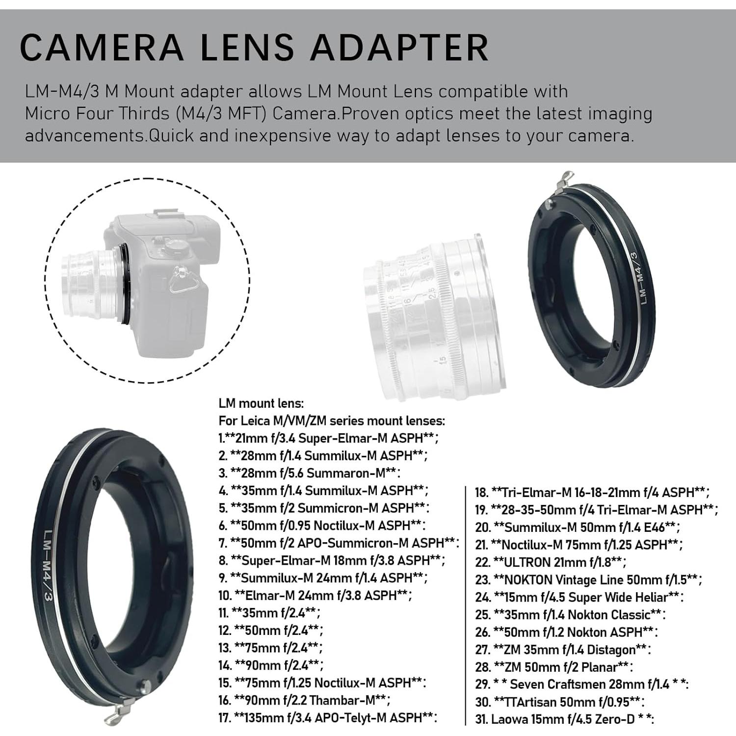Adaptador de lente Leica M a M4/3 AMOPOFO - Alta calidad