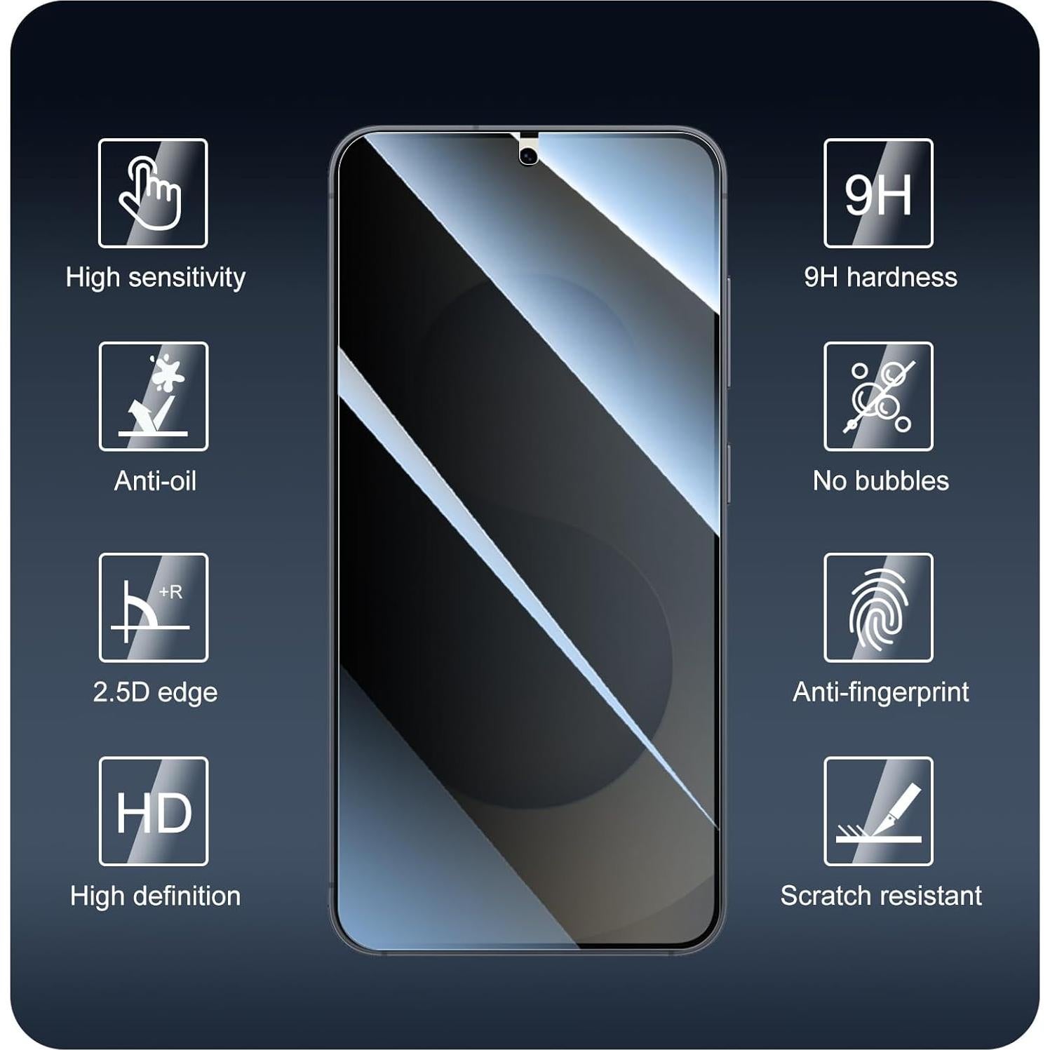 Protector de Pantalla Privado Fynorao para Samsung Galaxy S25/S24 - 3 Unidades
