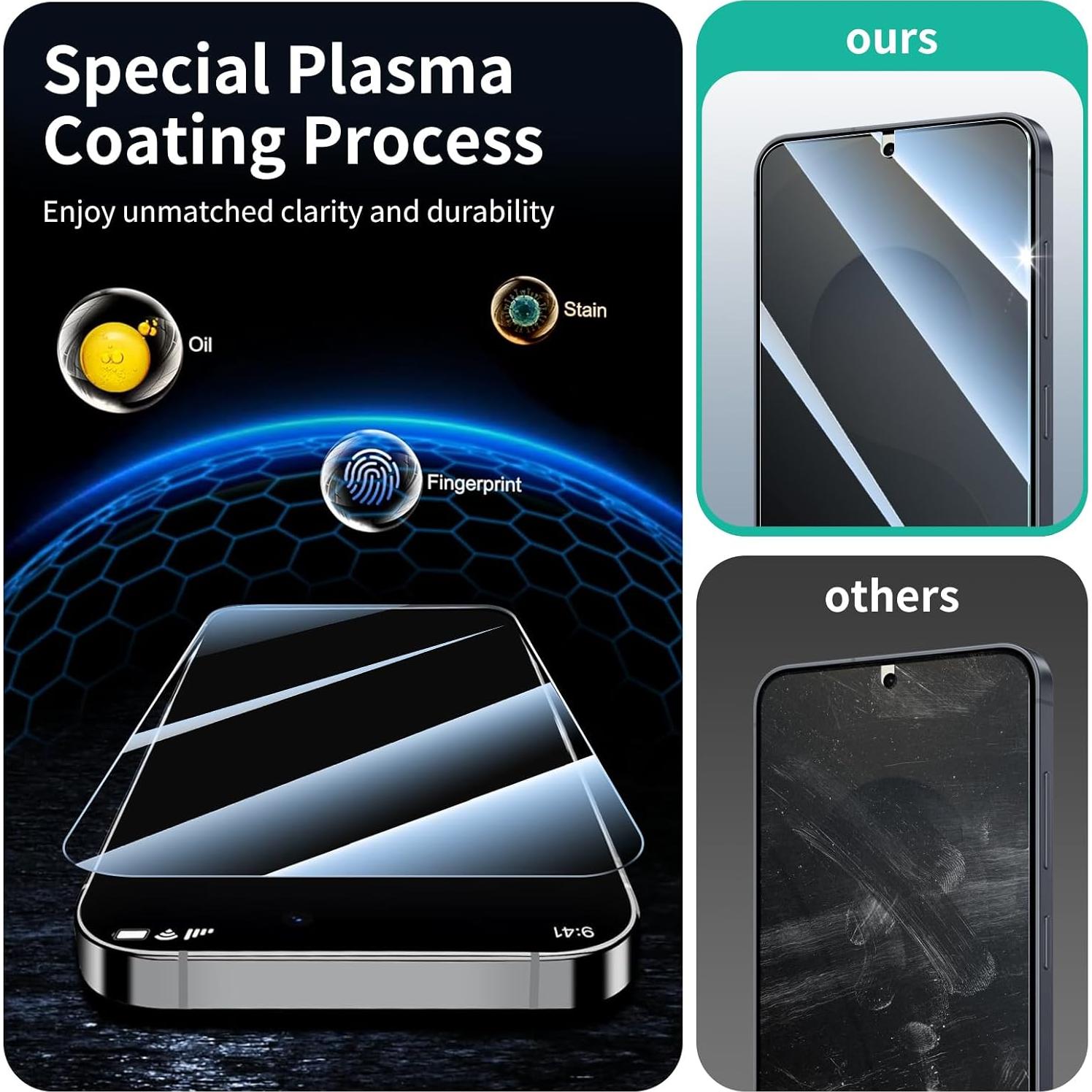 Protector de Pantalla Privado Fynorao para Samsung Galaxy S25/S24 - 3 Unidades