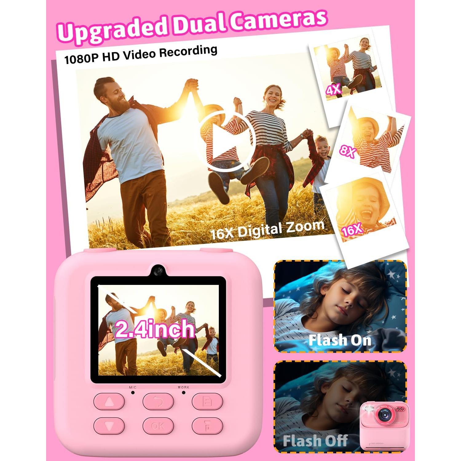 Cámara Instantánea para Niños Mgaolo P79 Rosa HD 48MP