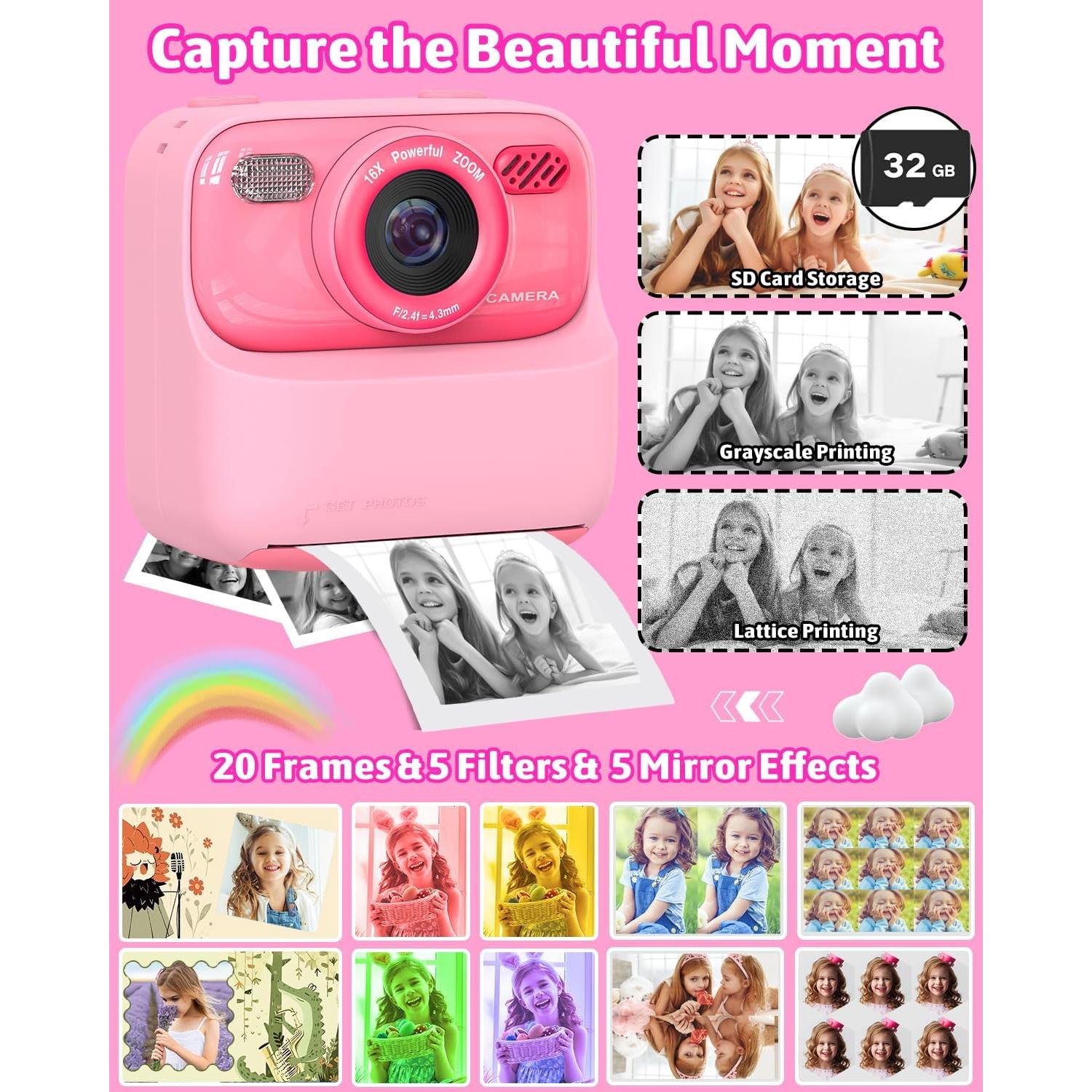 Cámara Instantánea para Niños Mgaolo P79 Rosa HD 48MP