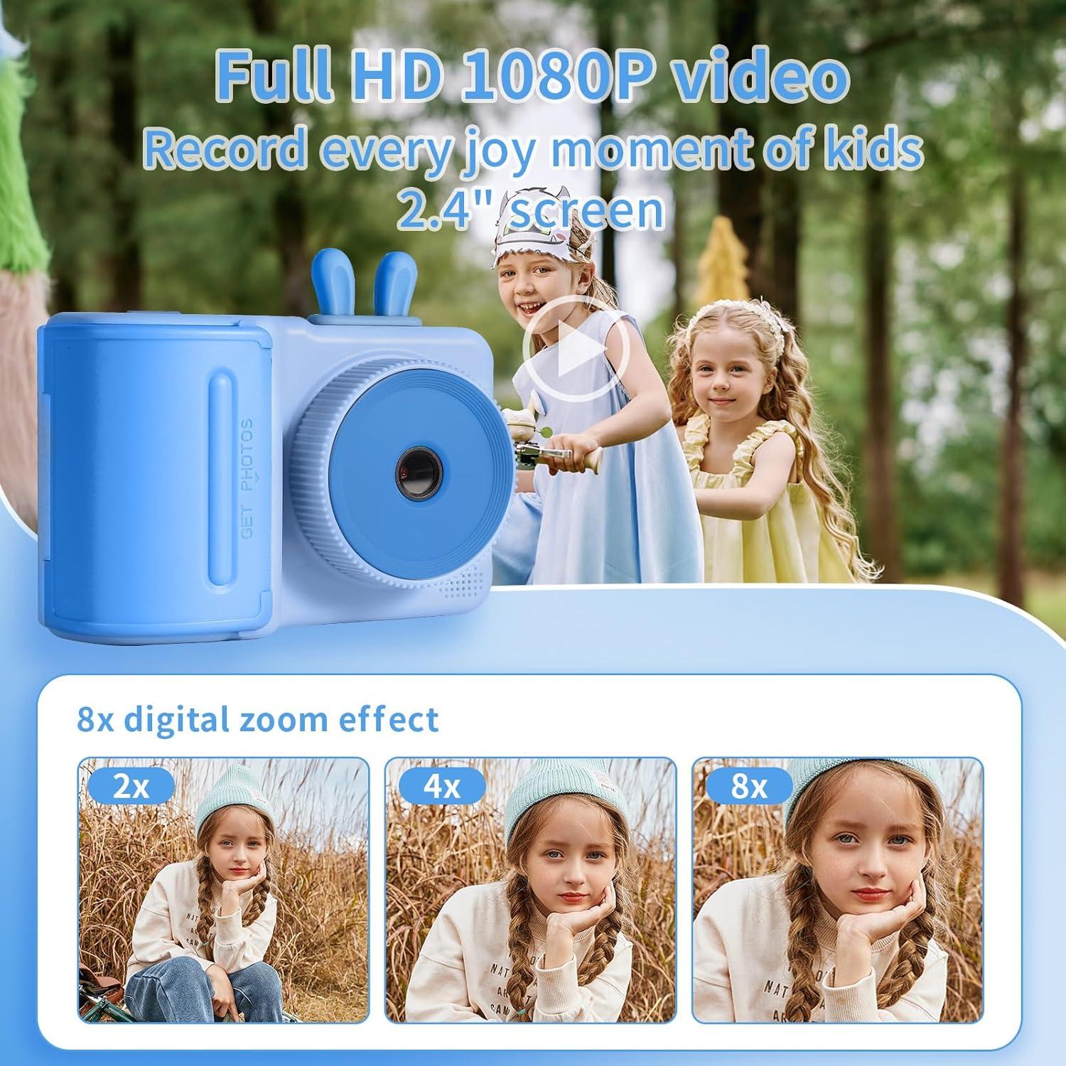 Cámara Instantánea Zcobro para Niños 1080P Azul