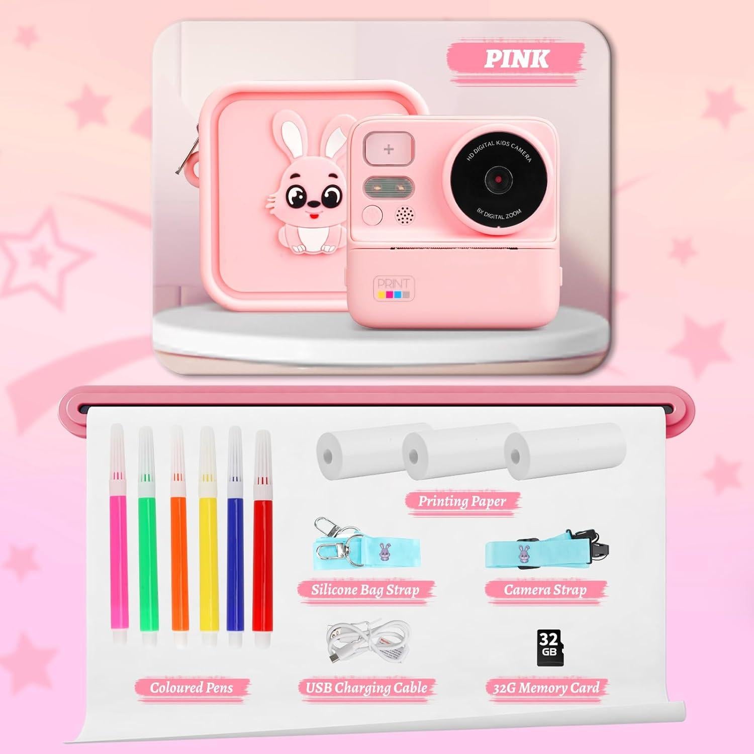 Cámara Instantánea para Niños Chantkin Rosa 12MP Dual Lentes