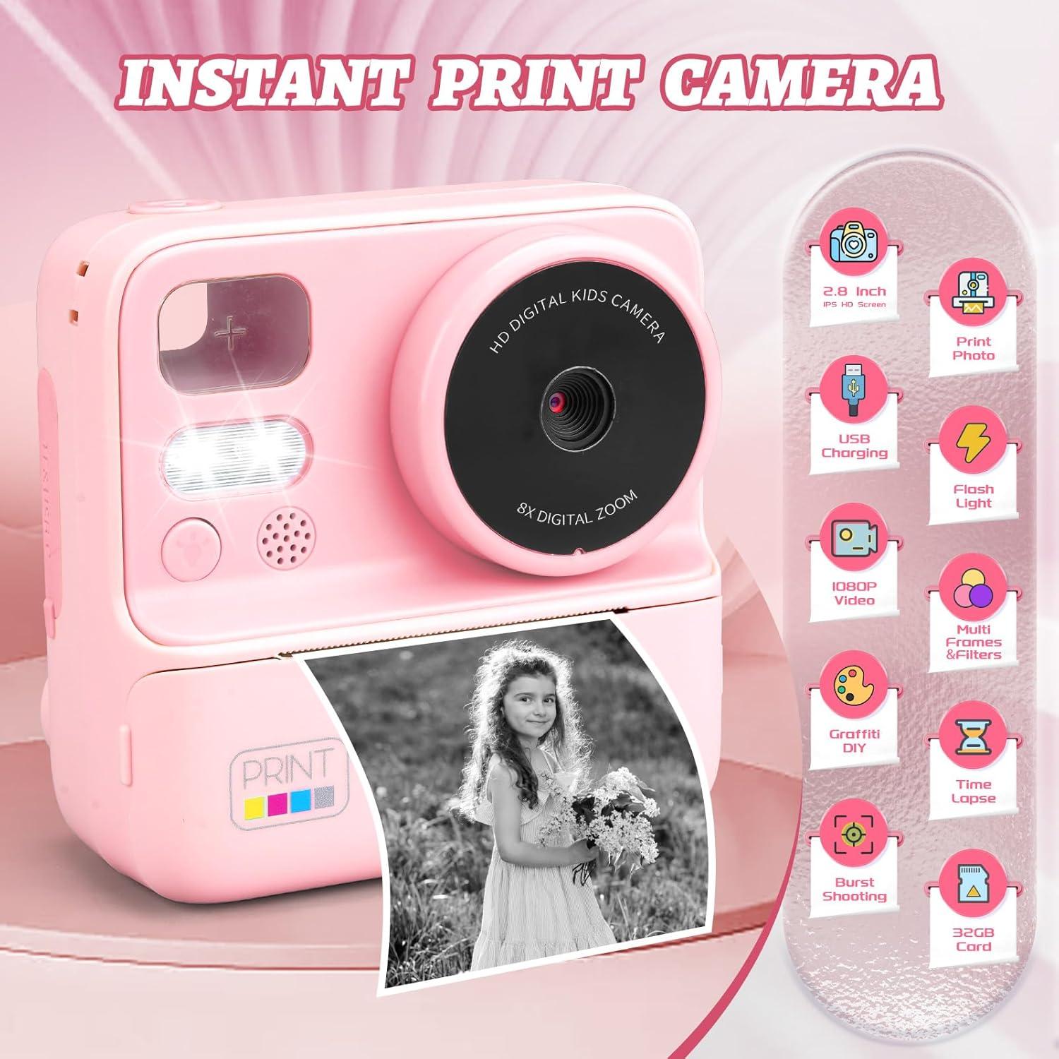 Cámara Instantánea para Niños Chantkin Rosa 12MP Dual Lentes