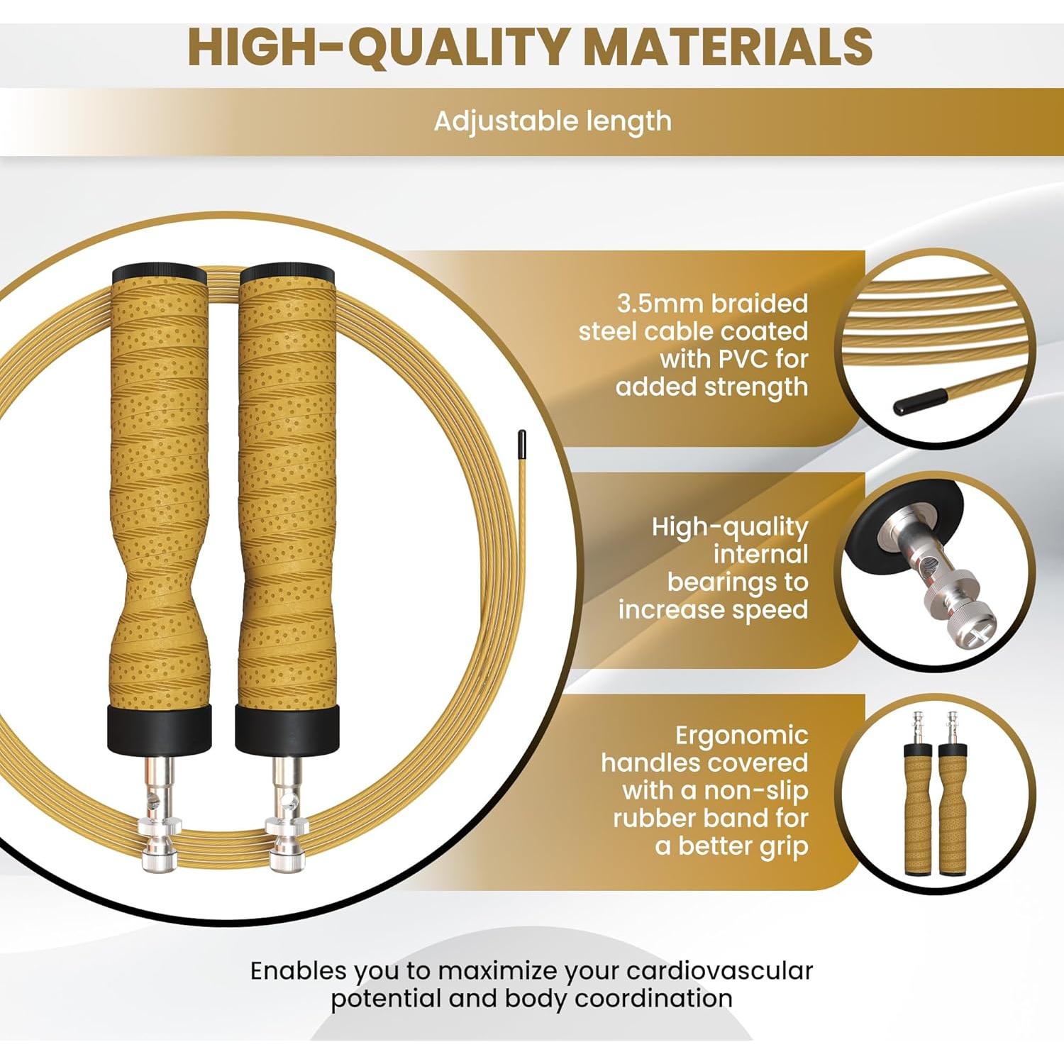 Cuerda de Salto Ajustable TUUTIE - Fitness, Cardio y Boxeo