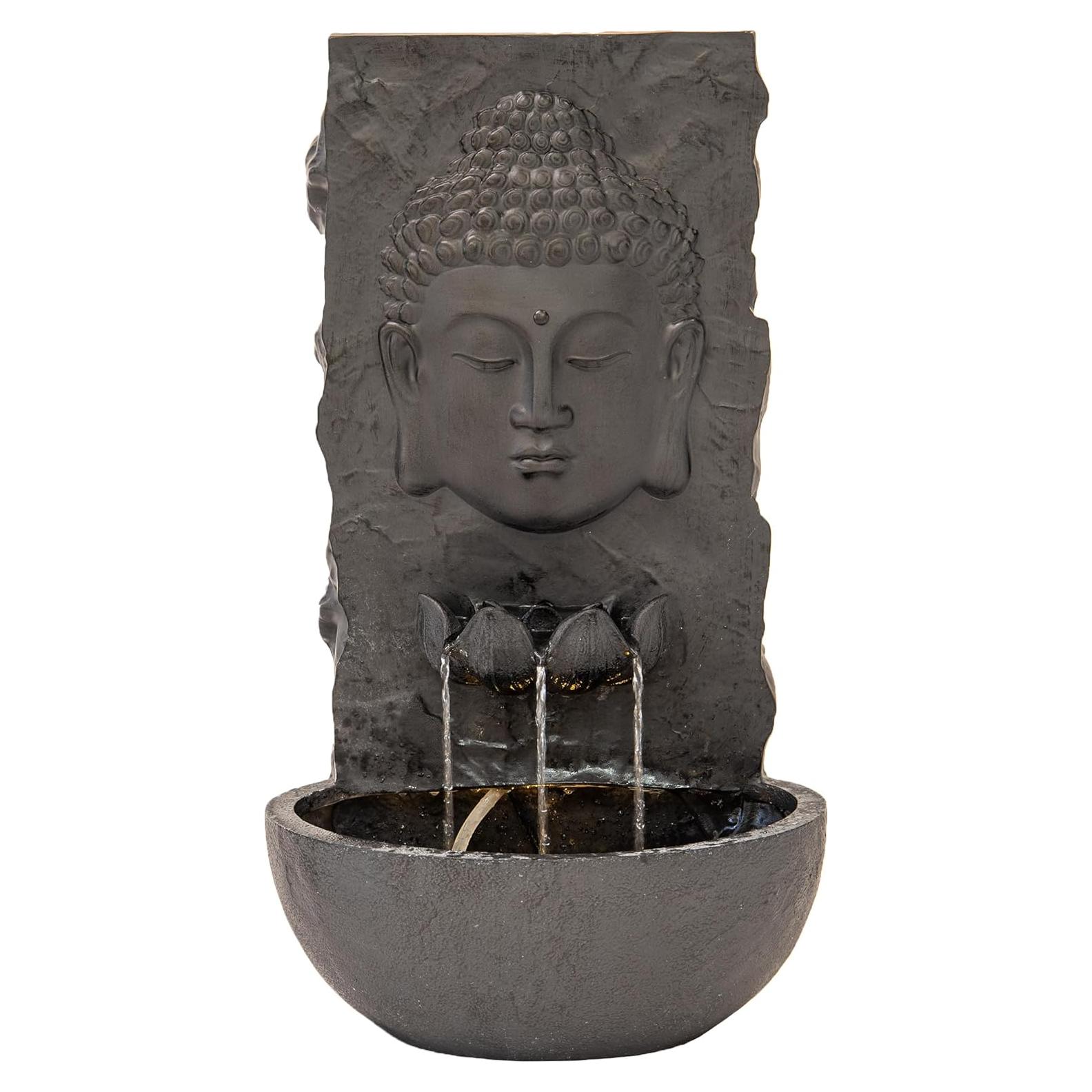 Fuente de Agua de Jardín Zen XBrand 76.2 cm Resina Negra LED