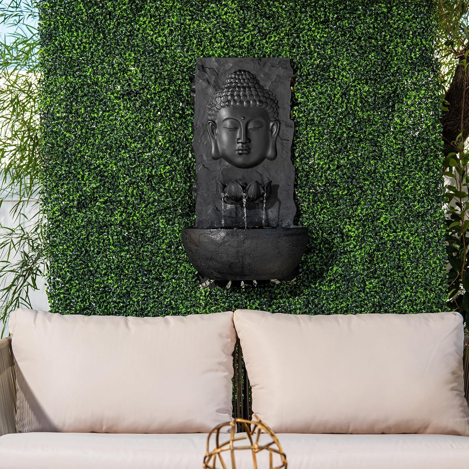 Fuente de Agua de Jardín Zen XBrand 76.2 cm Resina Negra LED