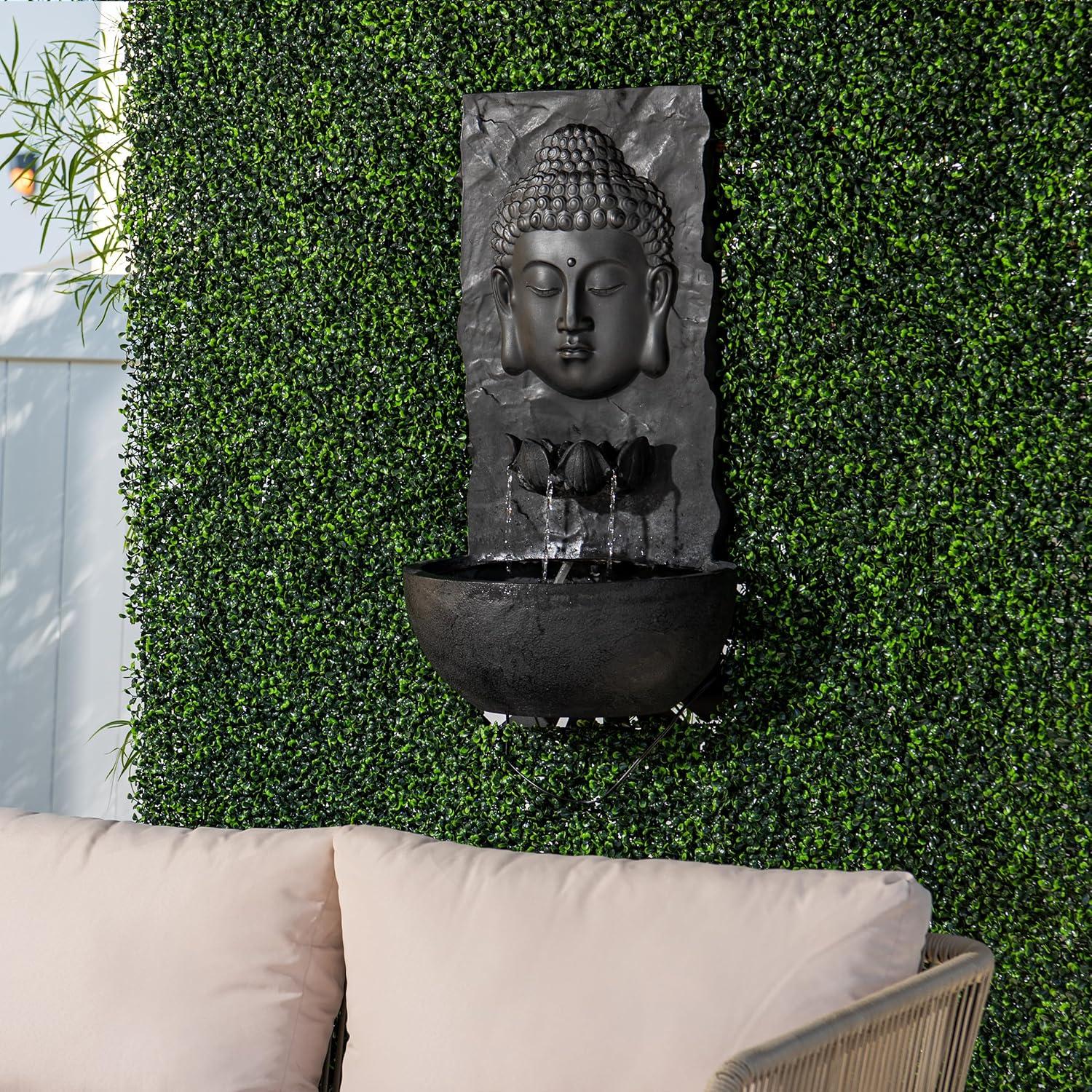 Fuente de Agua de Jardín Zen XBrand 76.2 cm Resina Negra LED